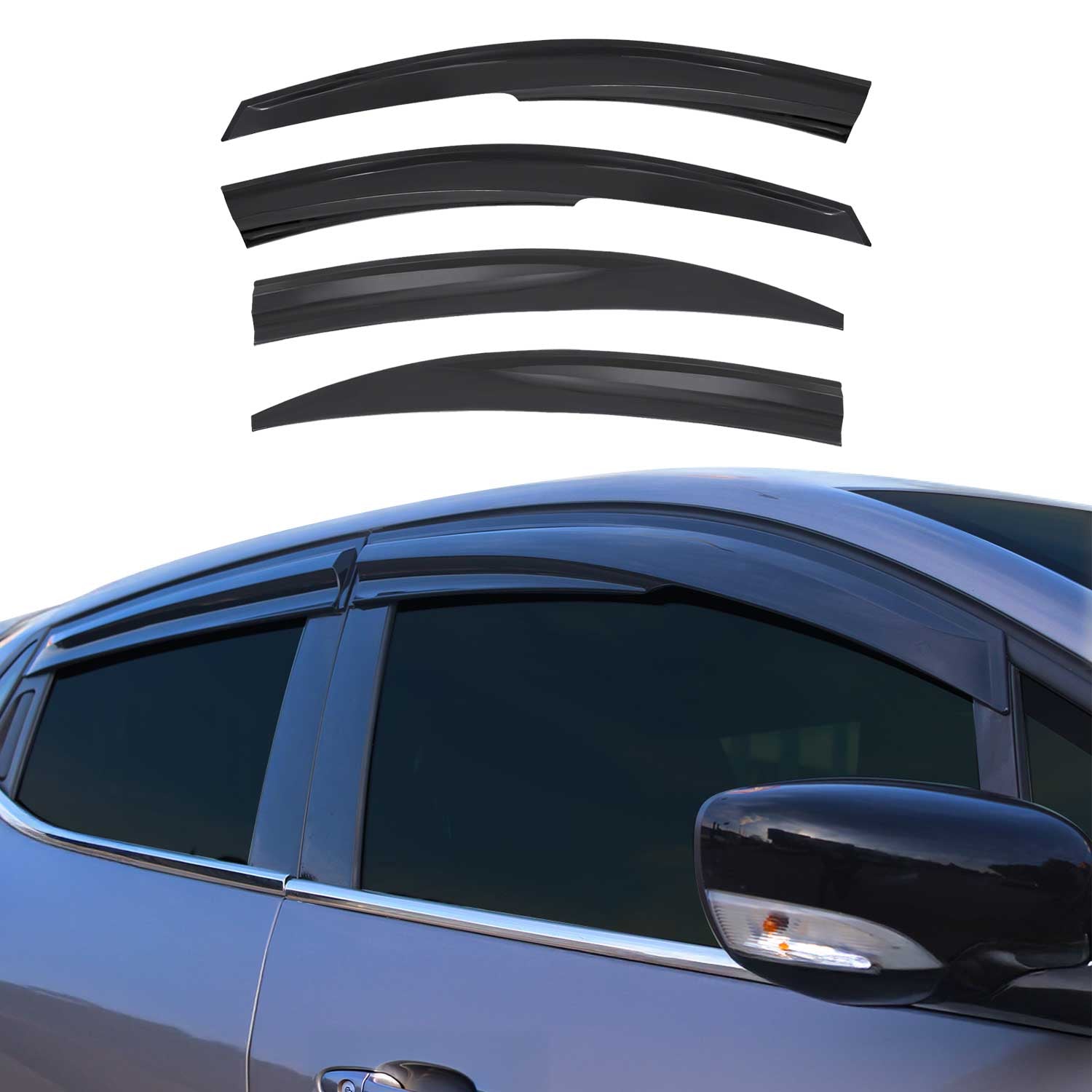4x Windabweiser Regenabweiser für Hyundai Accent Era 2005-2011 Acryl Dunkel
