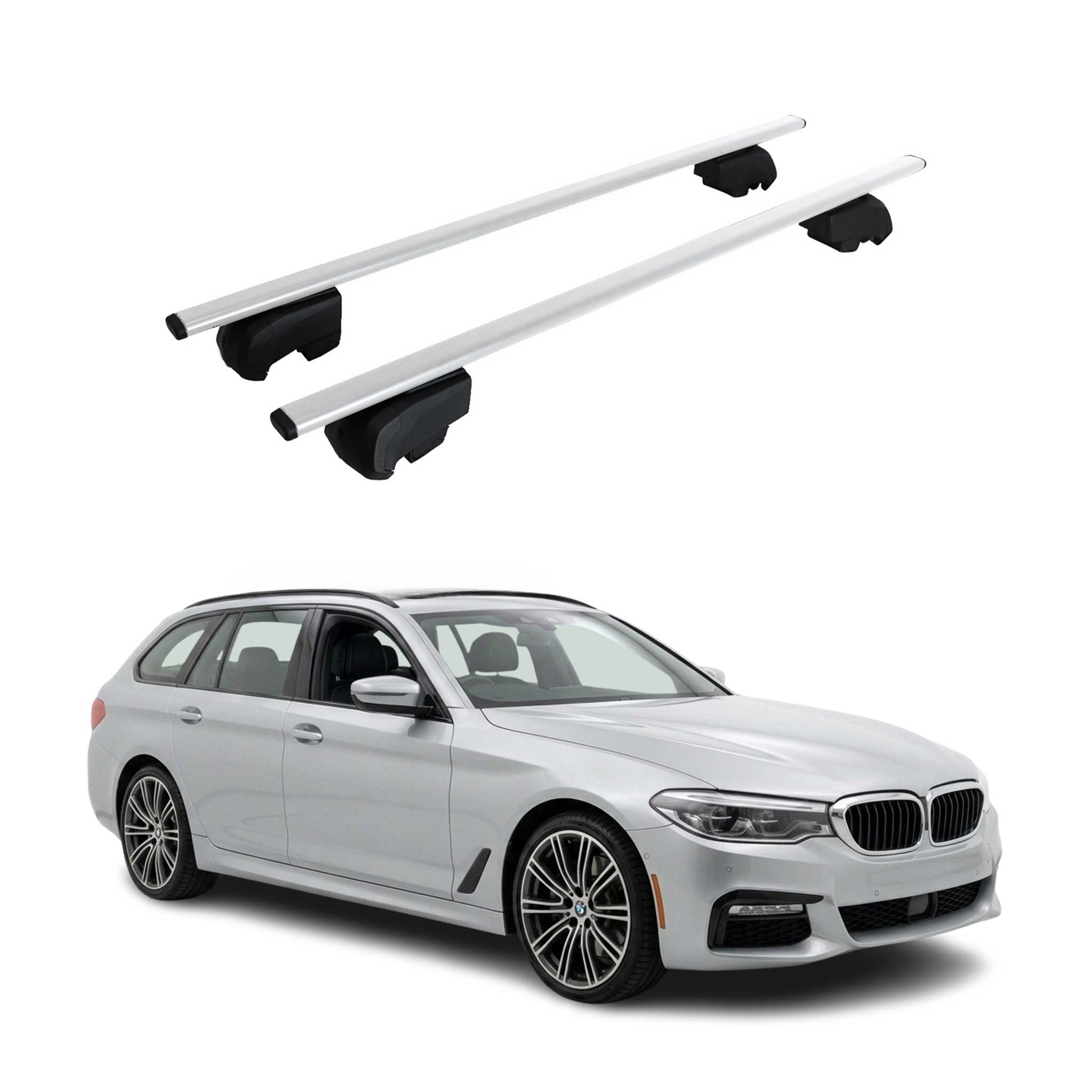 Dachträger Grundträger für BMW 5er G31 Touring 2017-2023 Metall Silber 2tlg