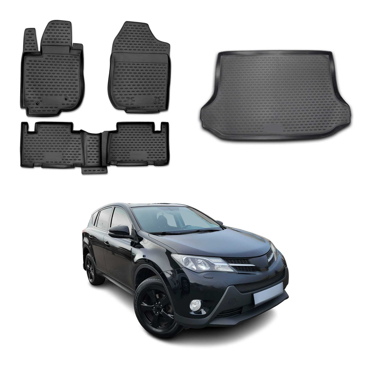 OMAC Fußmatten & Kofferraumwanne Set für Toyota RAV4 III 2010-2012 Facelift