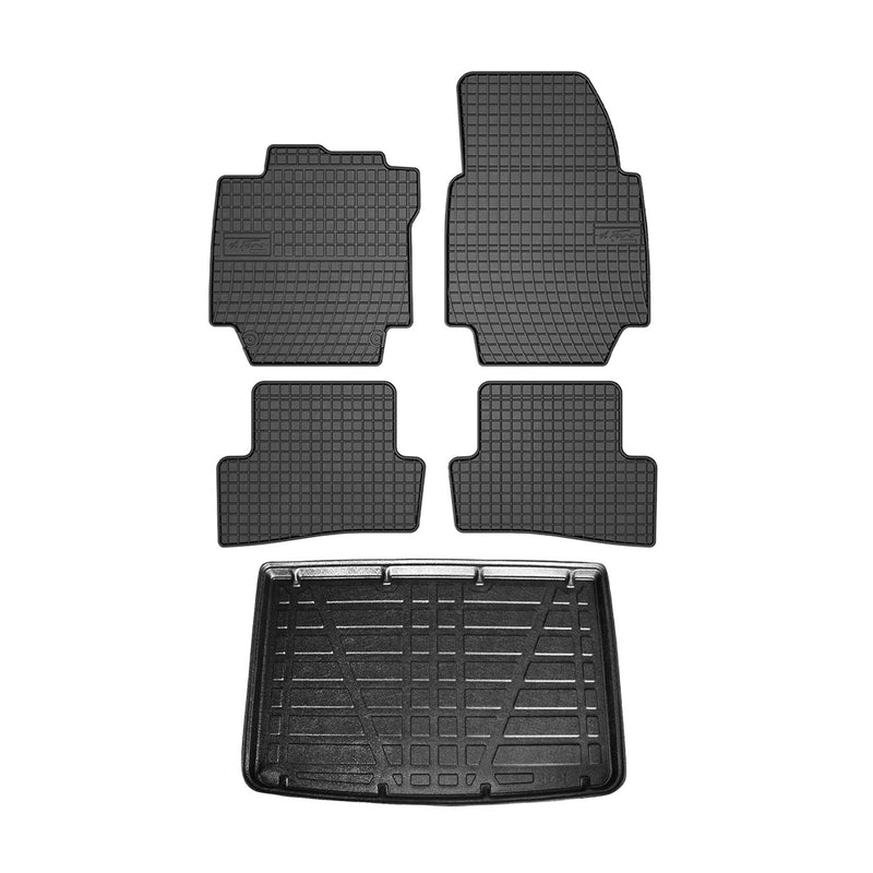 Fußmatten & Kofferraumwanne Set für Renault Captur 2013-2016 Gummi Schwarz 5x