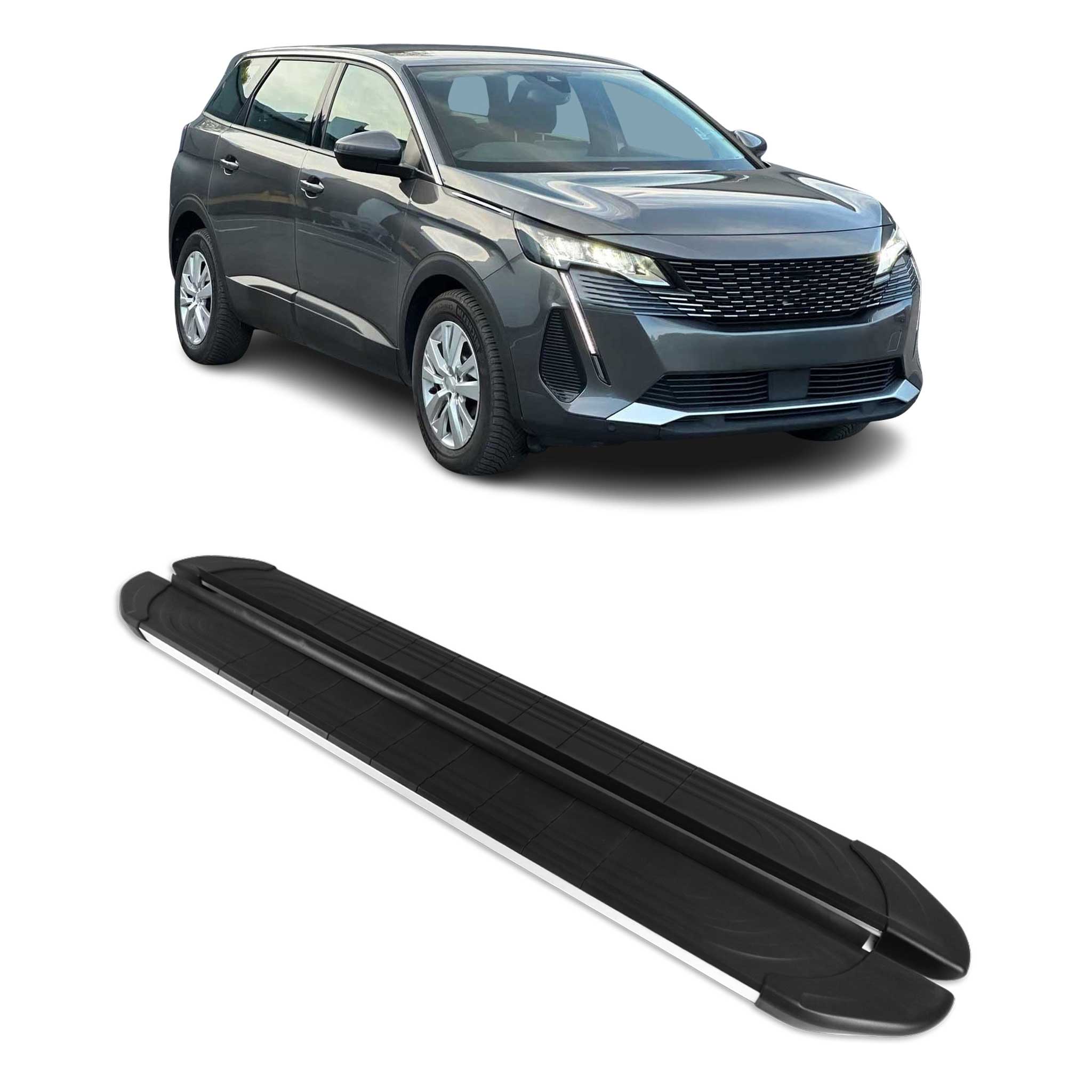 Trittbretter Seitenschweller für Peugeot 5008 II 2017-2024 Alu Schwarz Grau