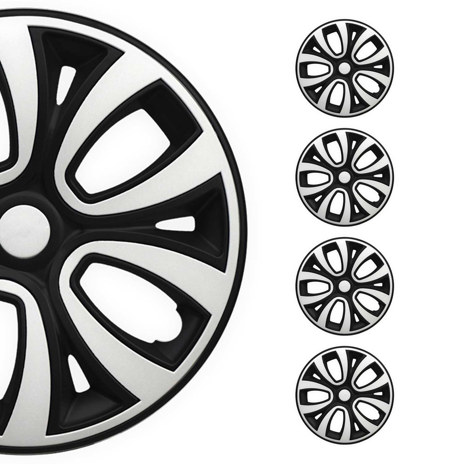 4x Radblenden Radkappen Radzierblenden 16" Zoll Schwarz Weiß