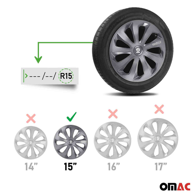 Sparco Radkappen 15 Zoll Sicilia Grau Carbon 4tlg