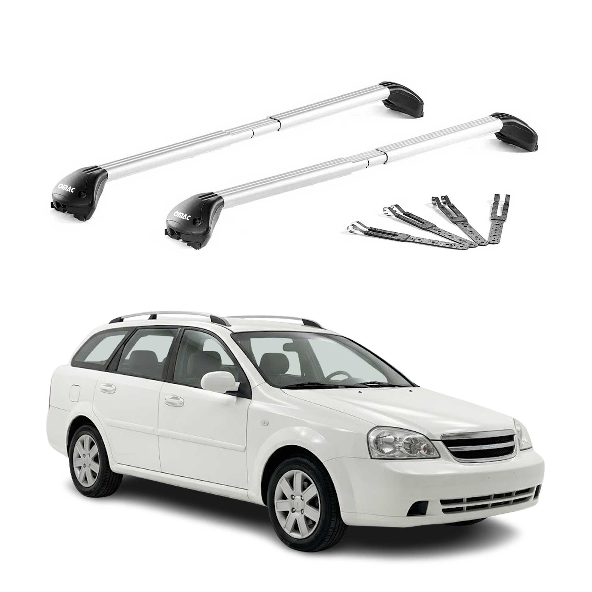 Dachträger Grundtäger für Chevrolet Lacetti Kombi 2002-11 100kg Alu Grau 2x ABE