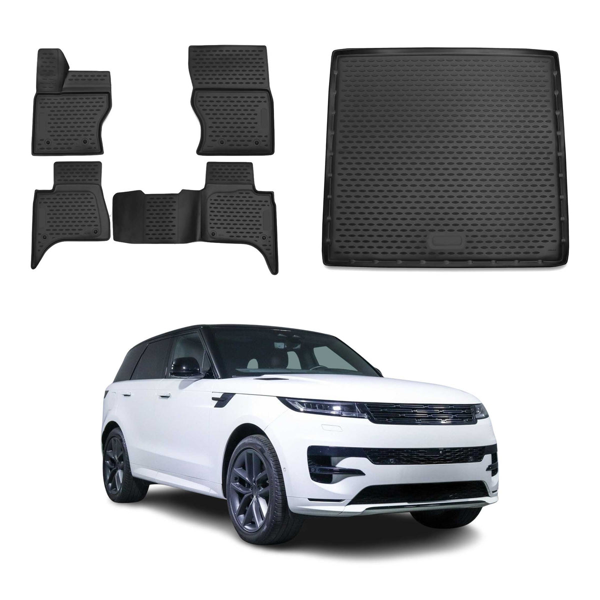 OMAC Fußmatten & Kofferraumwanne Set für Range Rover Sport 2018-2022 Schwarz