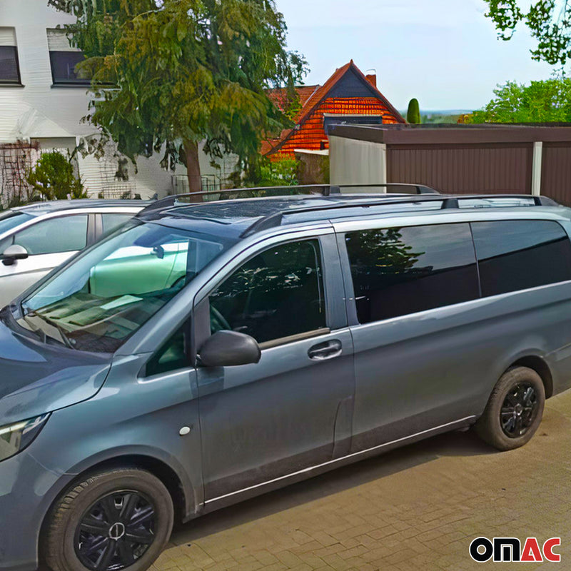 Dachreling + Dachträger für Opel Vivaro 2014-2019 Langer L2 Aluminium Schwarz 5x