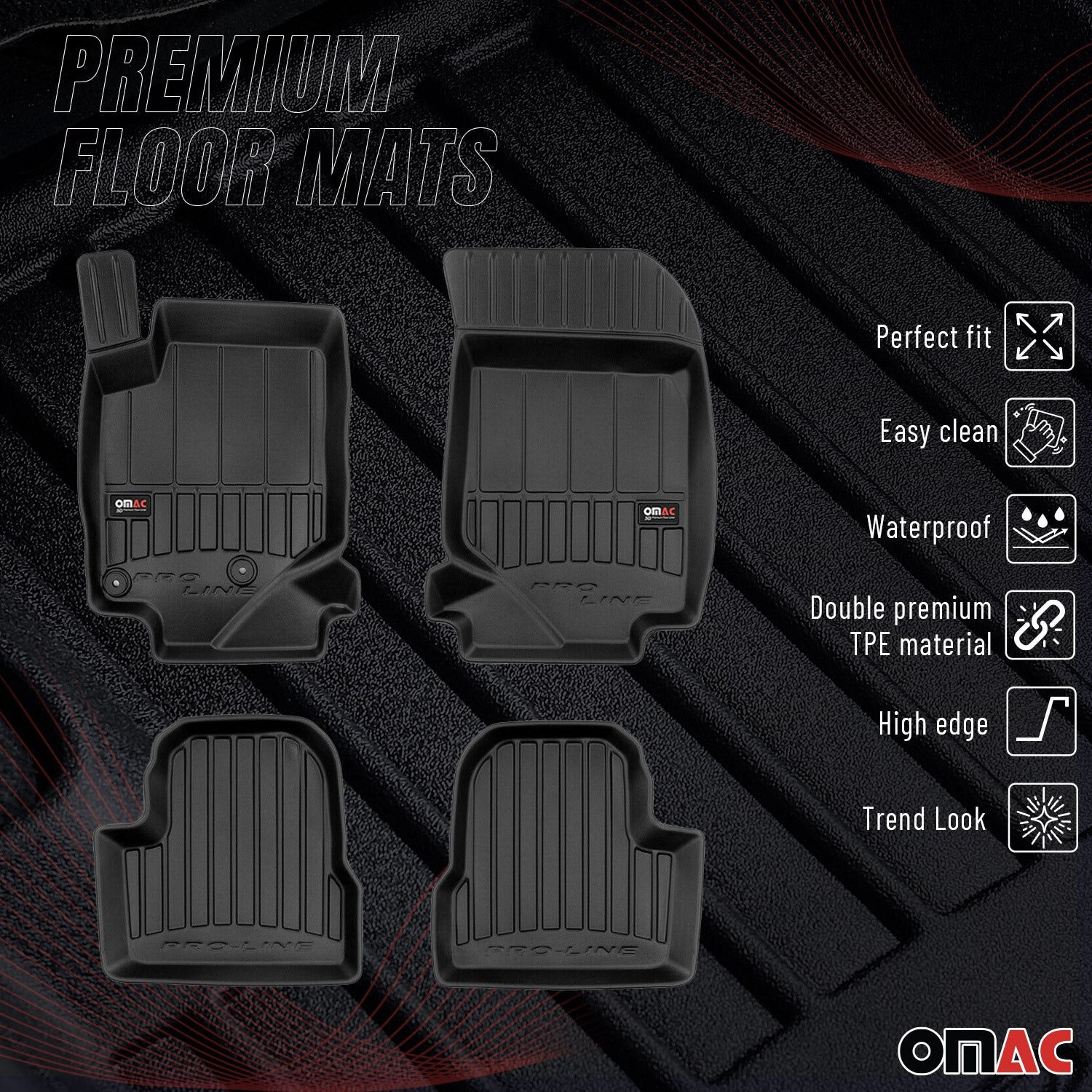OMAC Gummi Fußmatten für Opel Corsa F 2019-2026 Premium TPE Automatten 4tlg