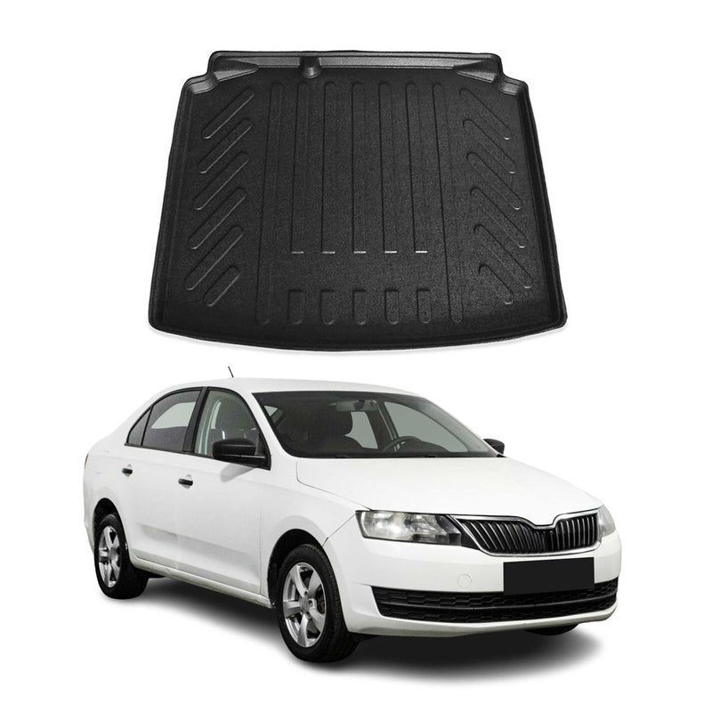 Kofferraumwanne Laderaumwanne für Skoda Rapid Limo 2012-2019 Gummi TPE Schwarz