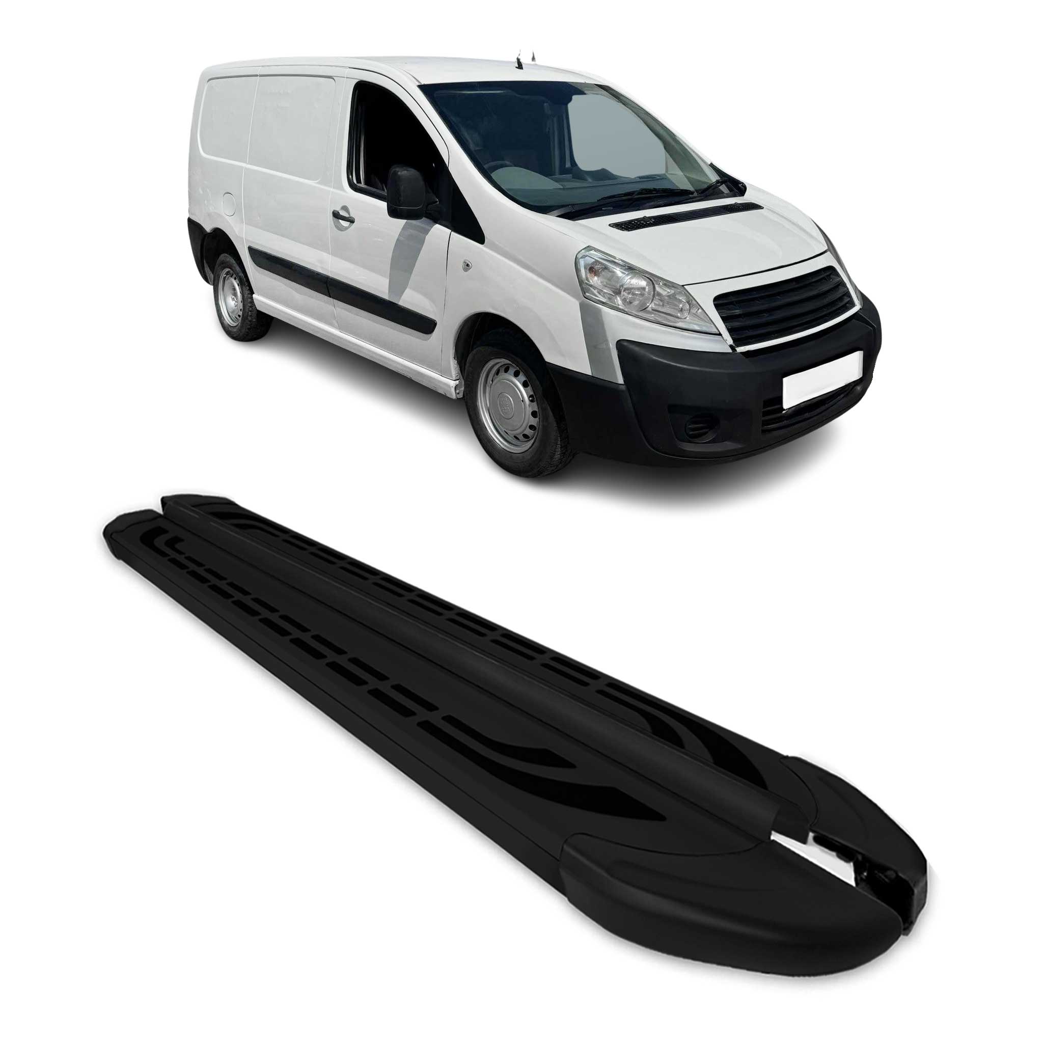 Trittbretter Seitenschweller für Fiat Scudo 2007-2016 L1 Kurzer Schwarz Alu