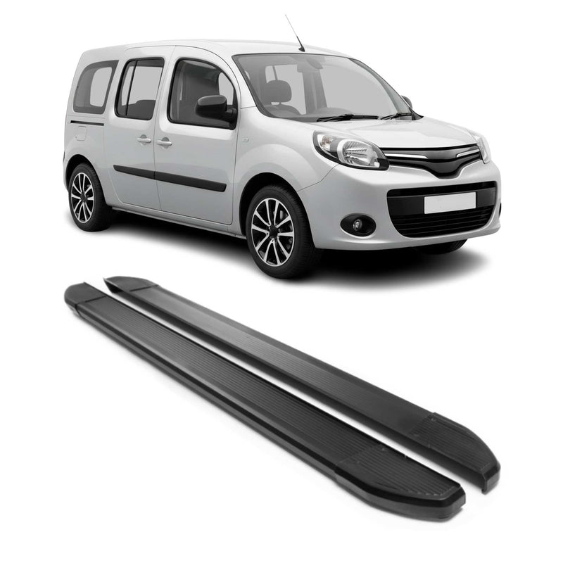Alu Seitenschweller Trittbretter für Renault Kangoo 2 2008-2021 Schwarz 2tlg