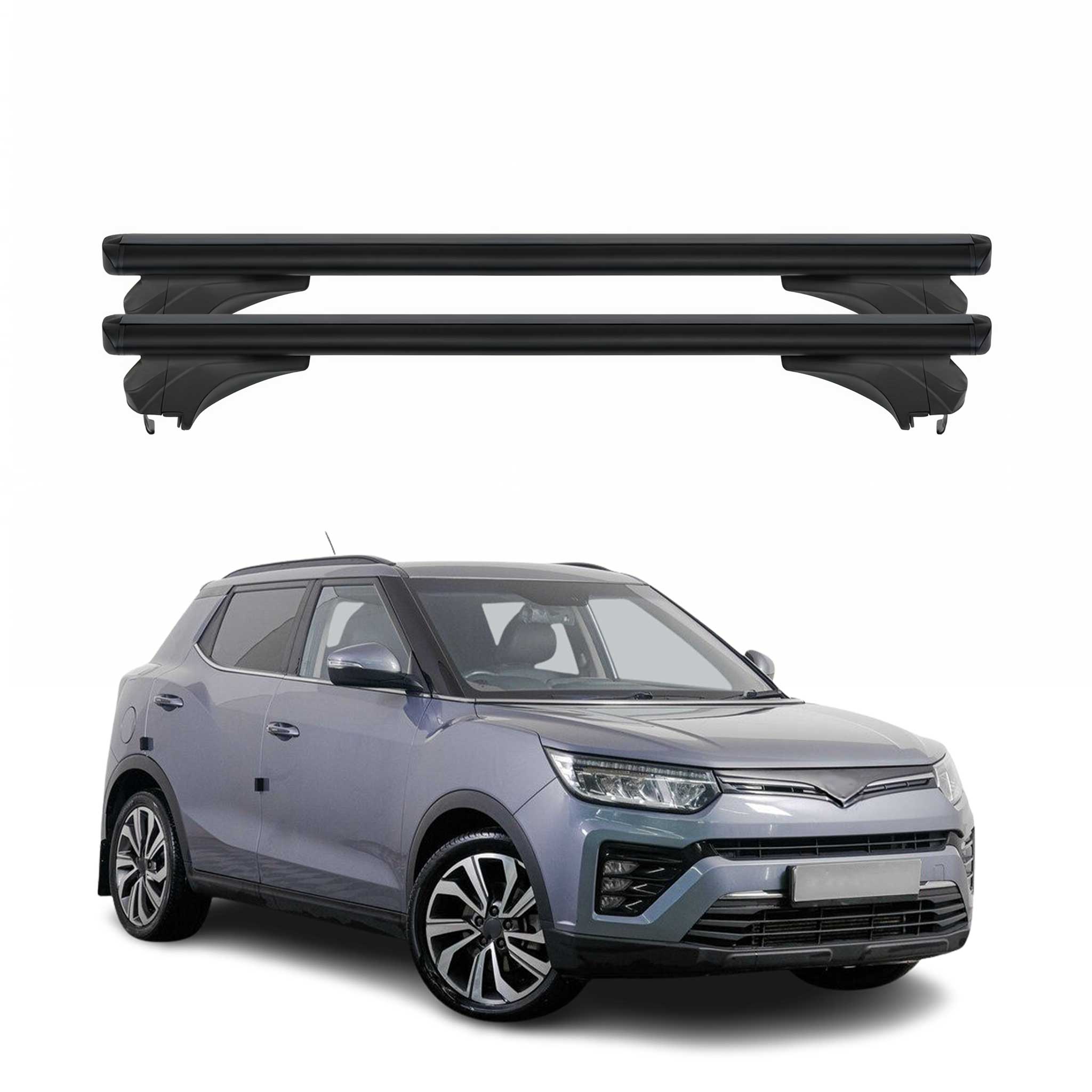 Menabo Dachträger Grundtäger für Ssangyong Tivoli 2015-2023 Aluminium Schwarz 2x