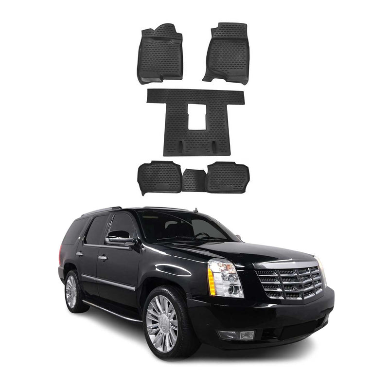 OMAC Gummimatten Fußmatten für Cadillac Escalade ESV 2007-2014 Matten Schwarz 5x