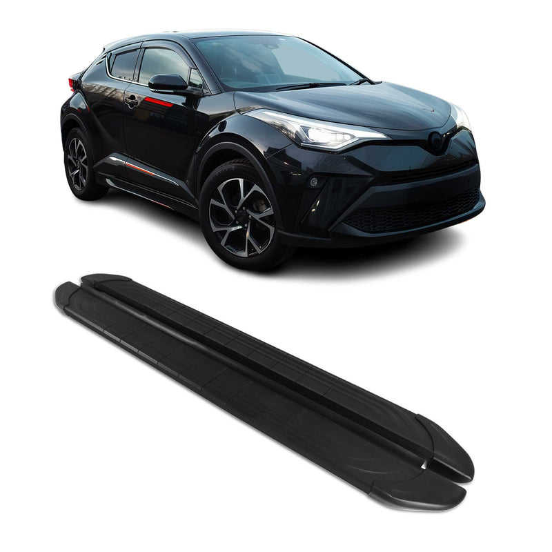 Trittbretter Seitenschweller für Toyota C-HR Hybrit 2016-2023 Alu Schwarz 2 tlg
