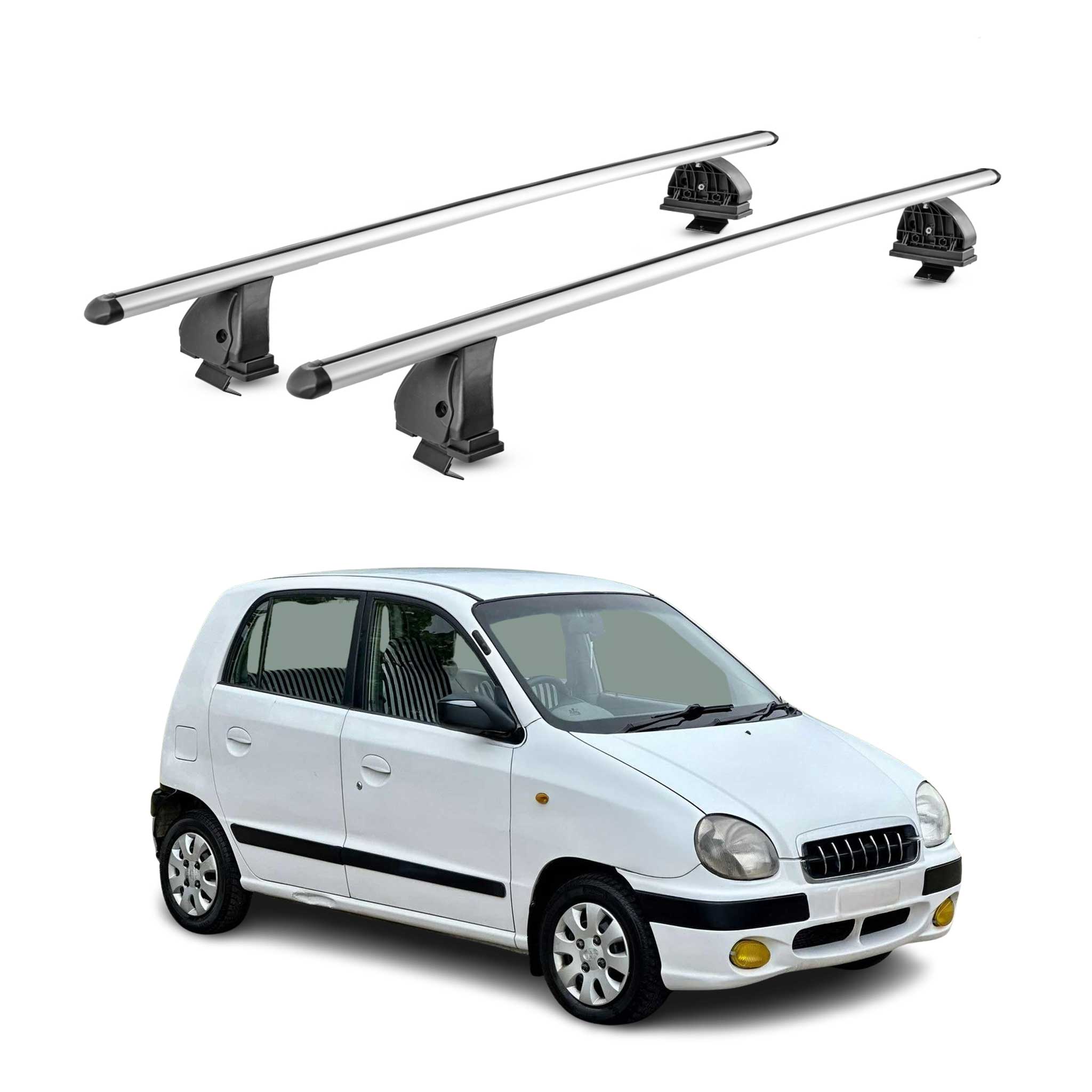 Alu Dachträger für Hyundai Atos Prime 1999-2007 TÜV T-Nut 75 kg 2tlg Silber