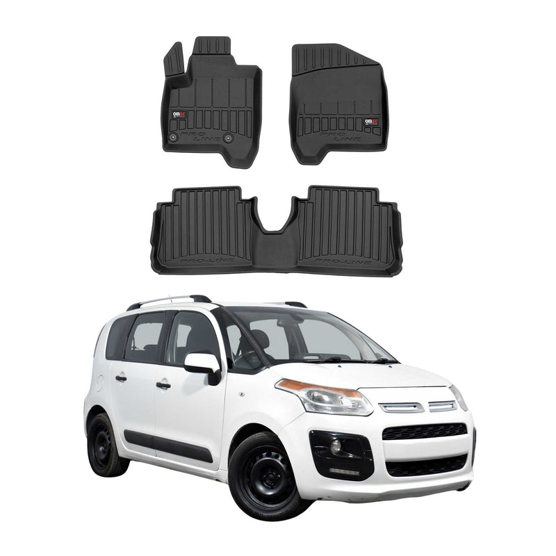 OMAC Gummi Fußmatten für Citroen C3 Picasso 2009-2016 Premium Gummi Schwarz 3tlg