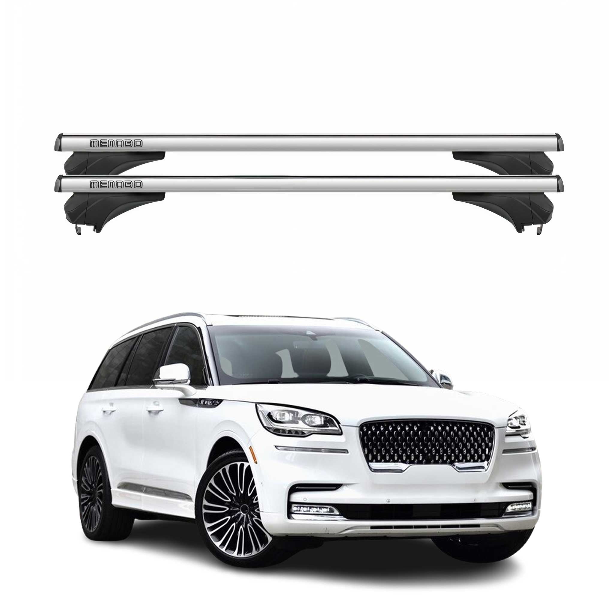 Menabo Dachträger Grundtäger für Lincoln Aviator U611 2020-2026 Alu Silber 2 tlg