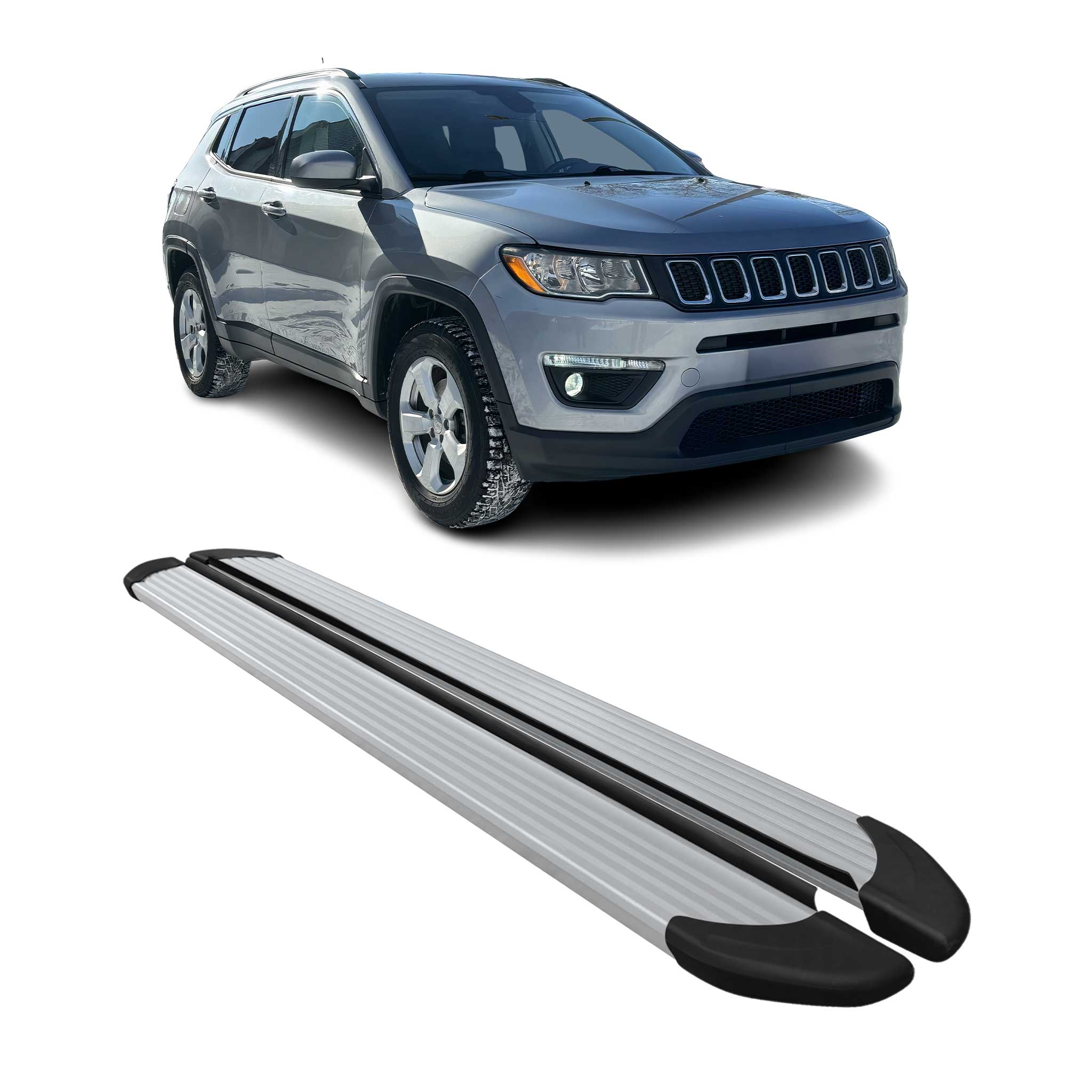Seitenschweller Trittbretter Schweller für Jeep Compass 2017-2024 Aluminium Grau