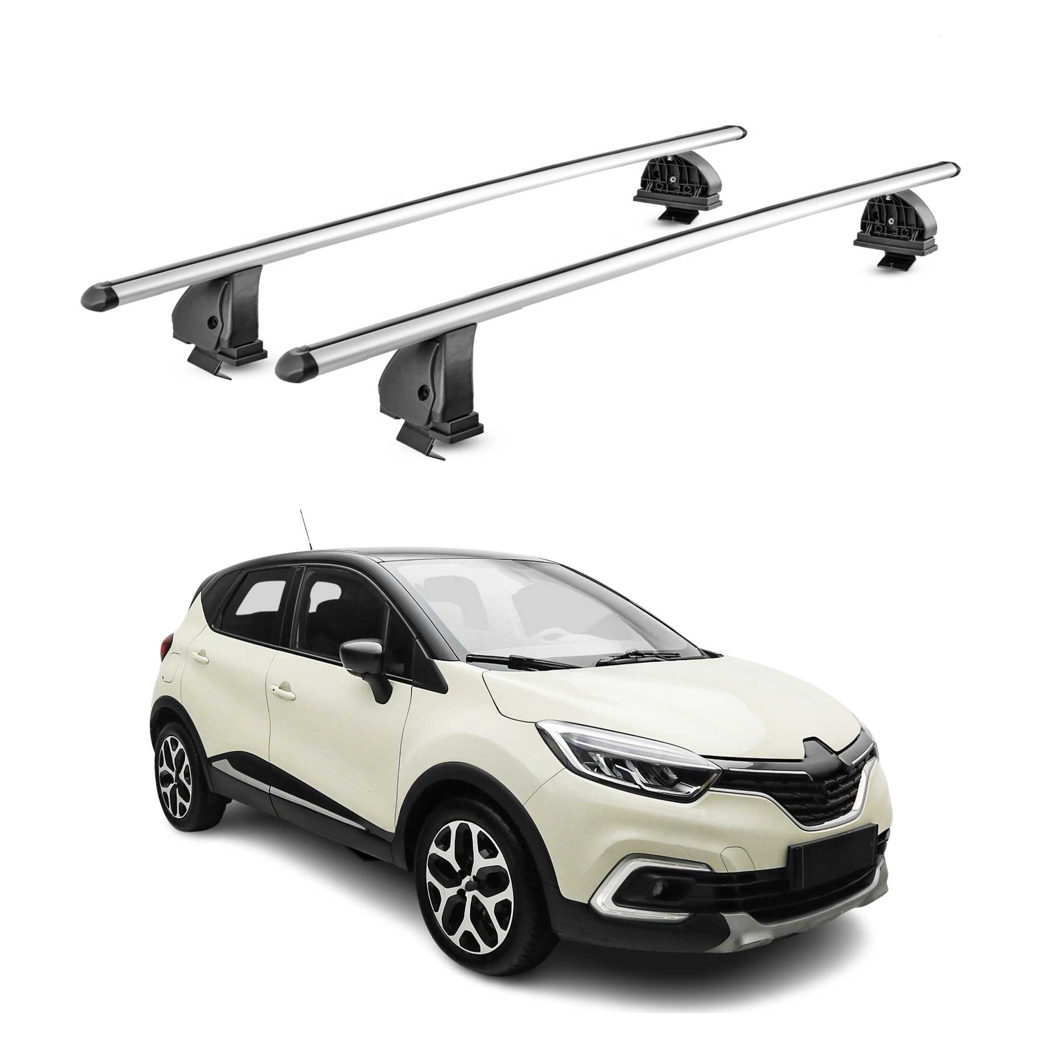 Alu Dachträger für Renault Captur I 2013-2019 TÜV T-Nut 75 kg 2tlg Silber
