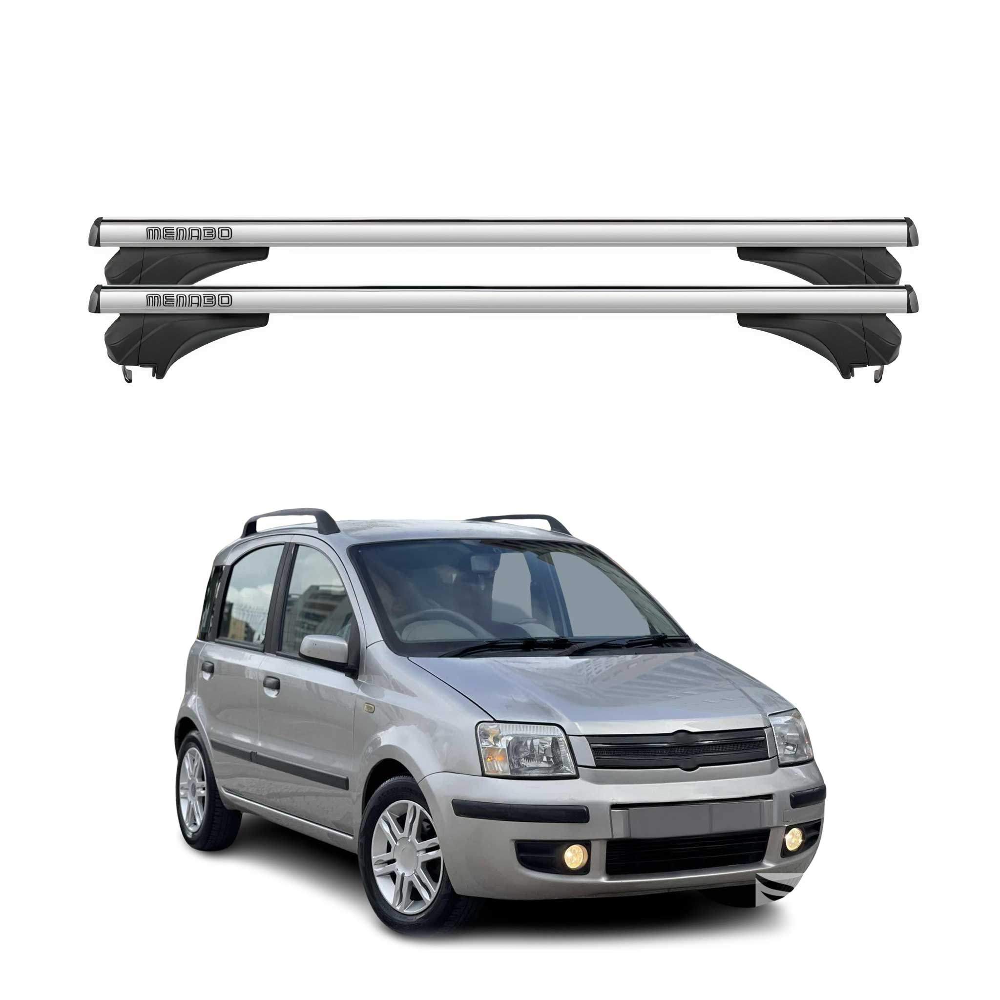 Menabo Dachträger Grundtäger für Fiat Panda II 169 2003-2012 Aluminium Silber 2x