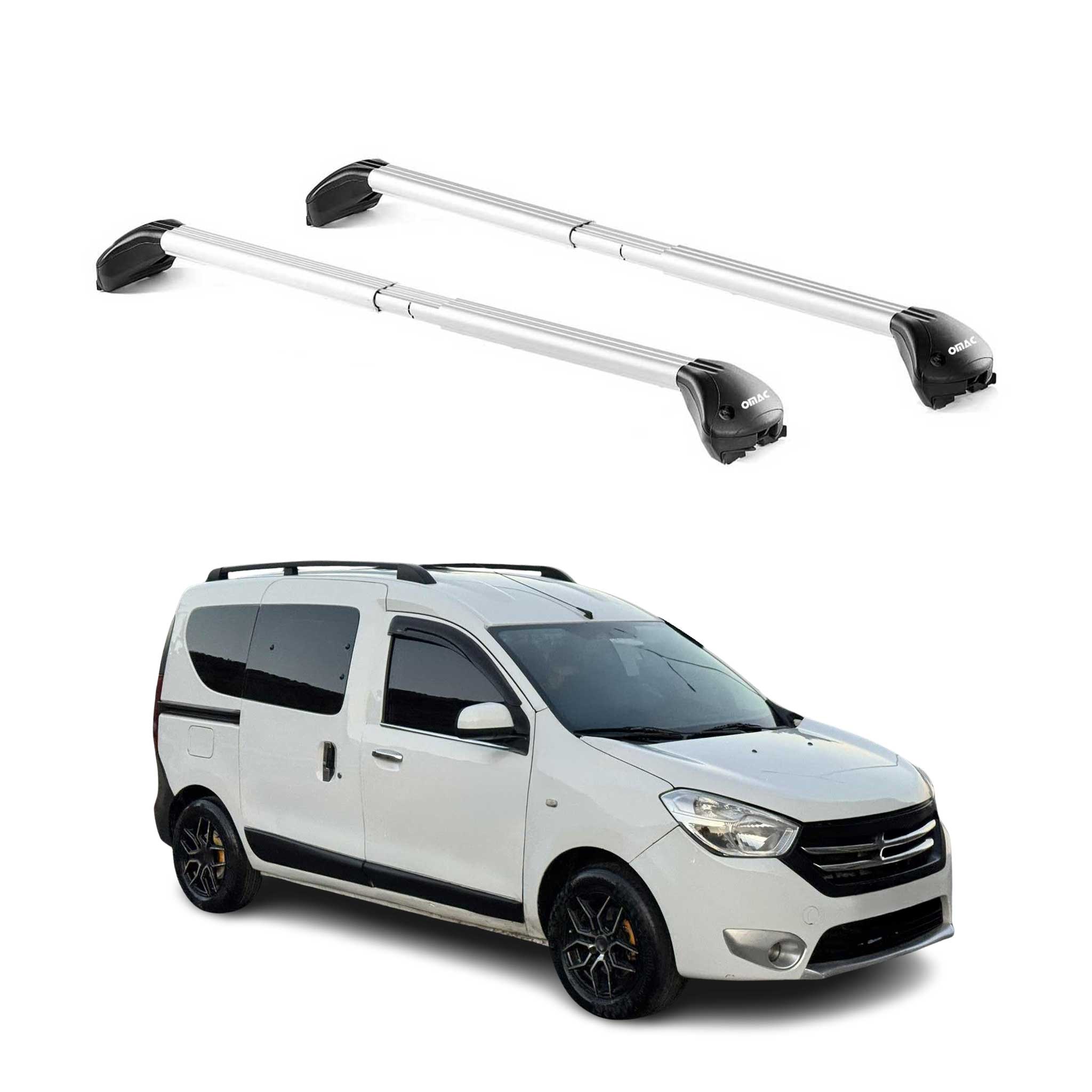 Dachträger Grundtäger für Dacia Dokker 2012-2021 3-5 tür 100kg Alu Silber 2x ABE
