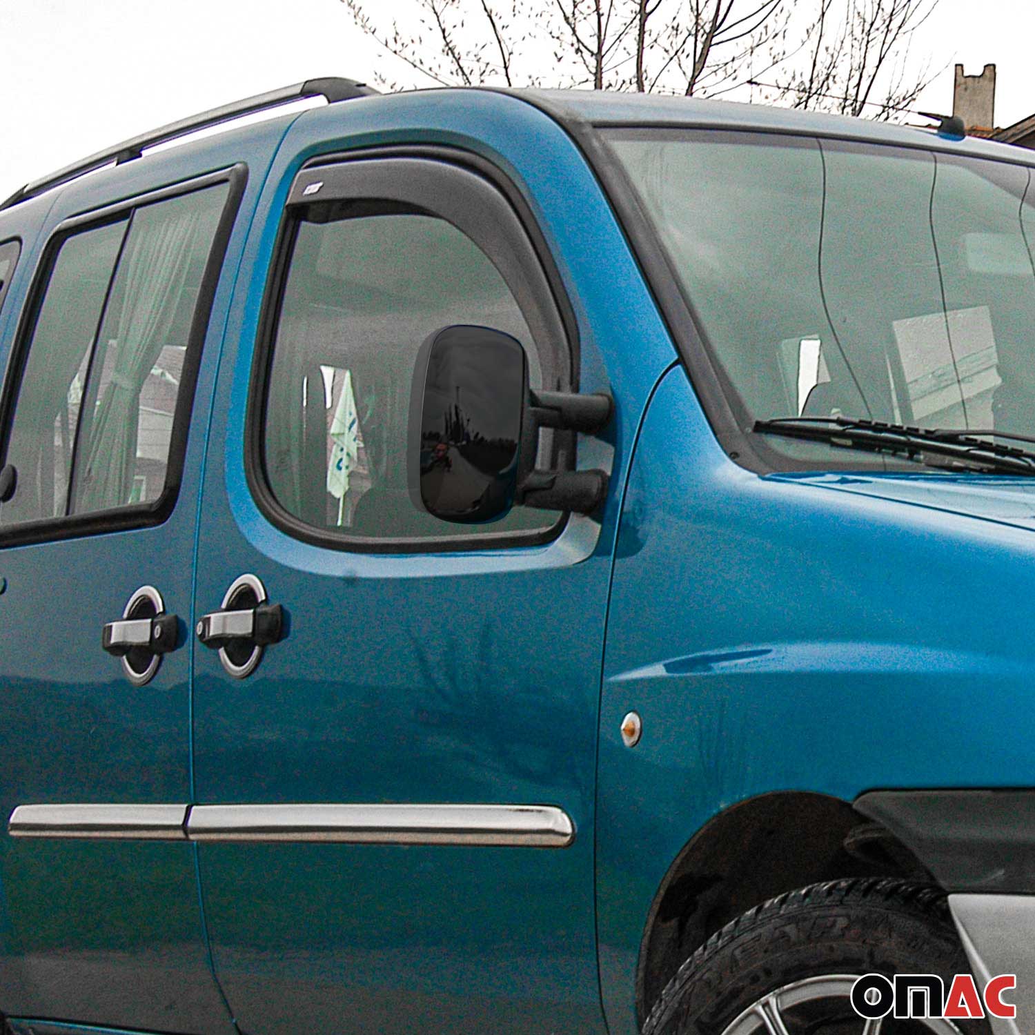 Spiegelkappen Spiegelabdeckung für Fiat Doblo 2000-2010 Chrom ABS Dunkel 2tlg