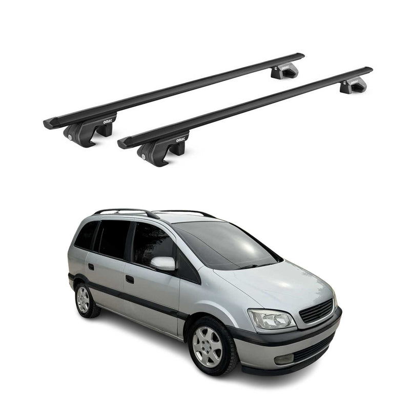 Dachträger Grundtäger für Opel Zafira A 1999-2005 90kg Alu Schwarz 2 tlg ABE