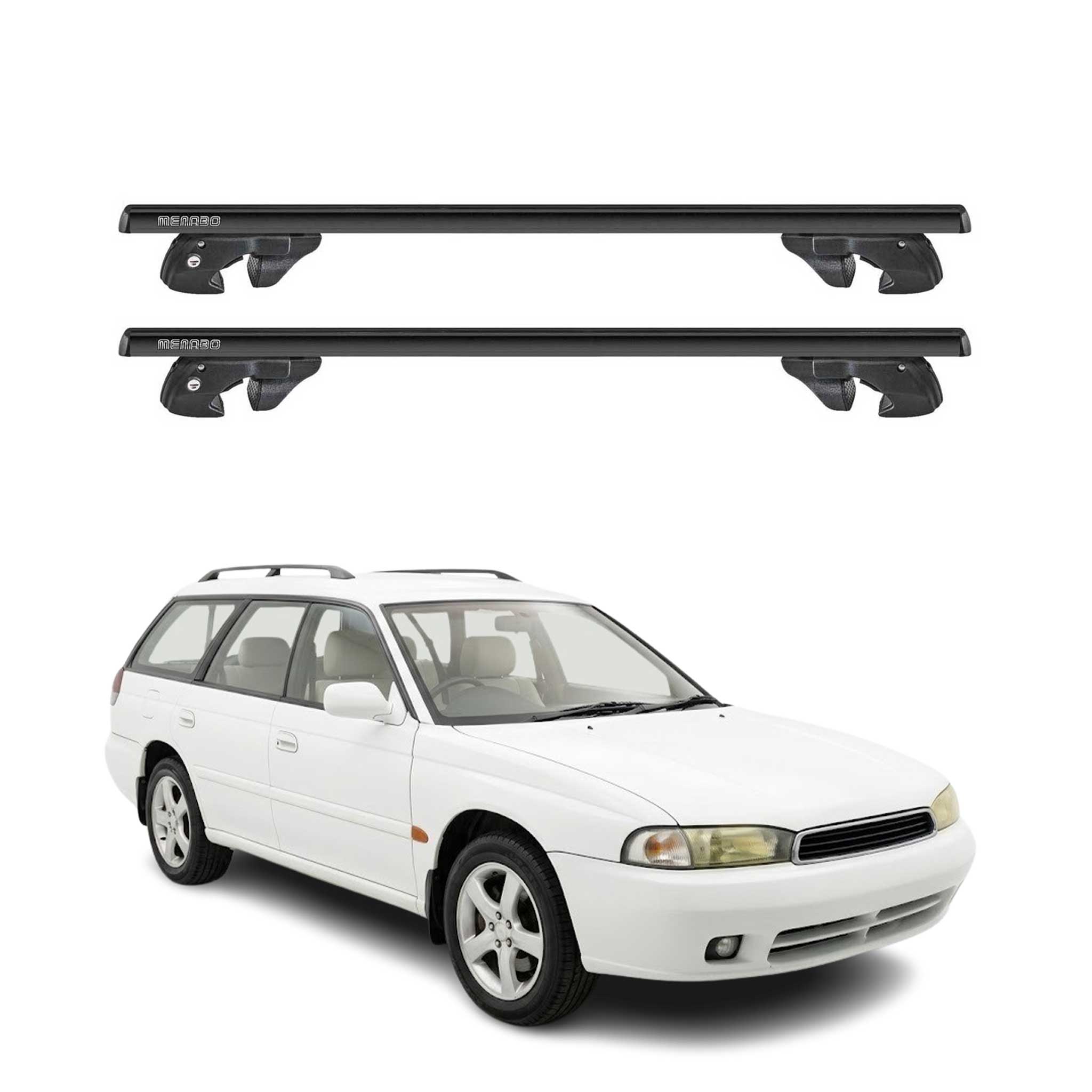 Dachträger Grundtäger für Subaru Legacy II Kombi 1993-1998 Alu TÜV Schwarz 2tlg