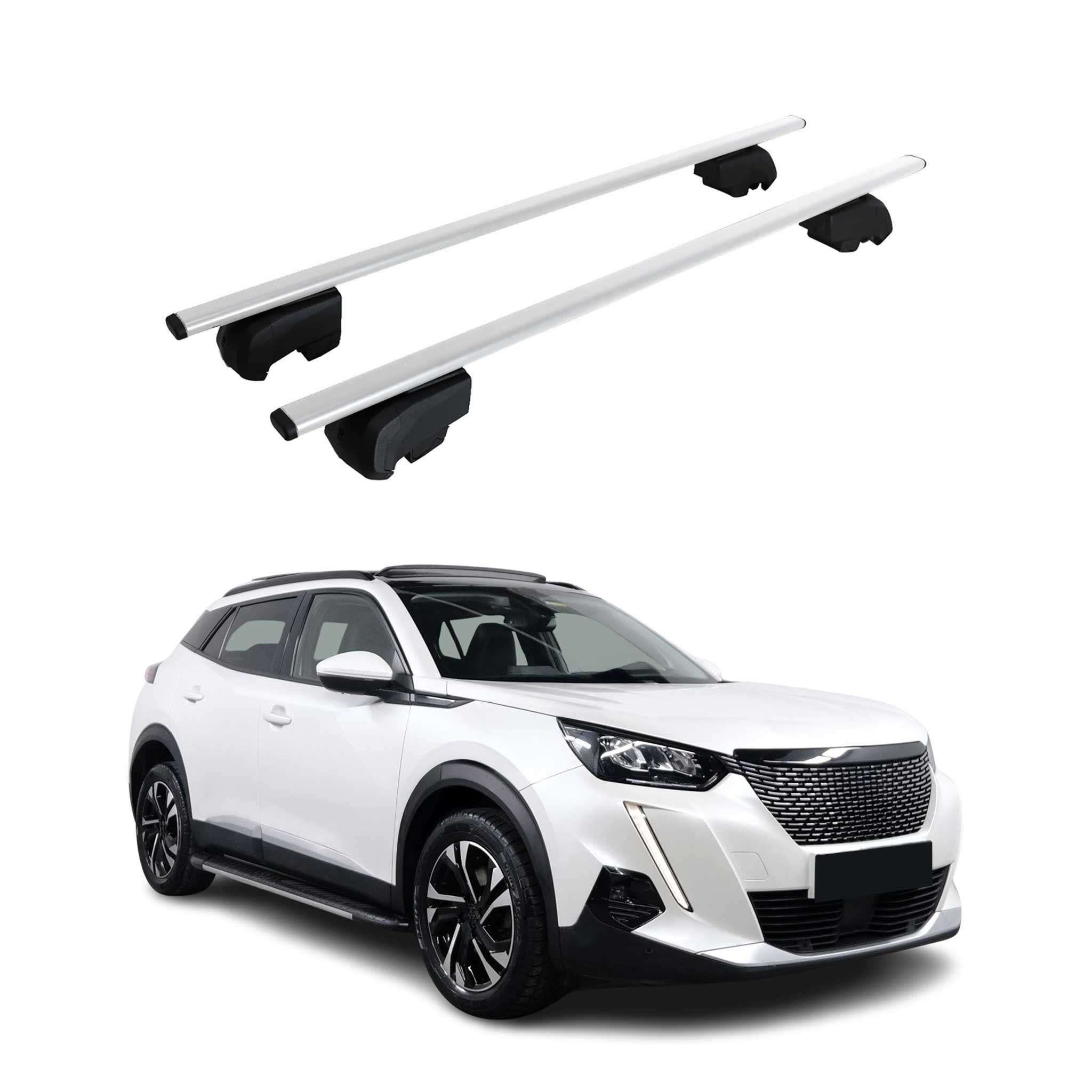 Dachträger Grundträger für PEUGEOT 2008 2019-2023 Metall Silber ABE 2x