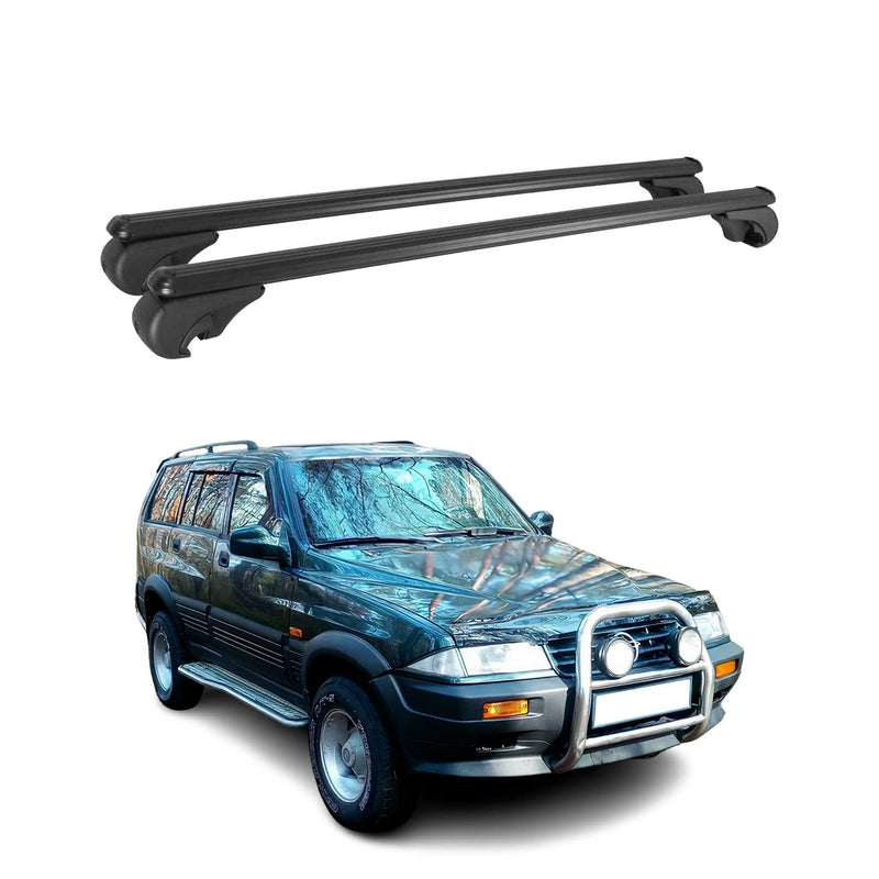 Dachträger Grundtäger für Ssangyong Musso 1993-2005 75kg Aluminium Silber 2 tlg
