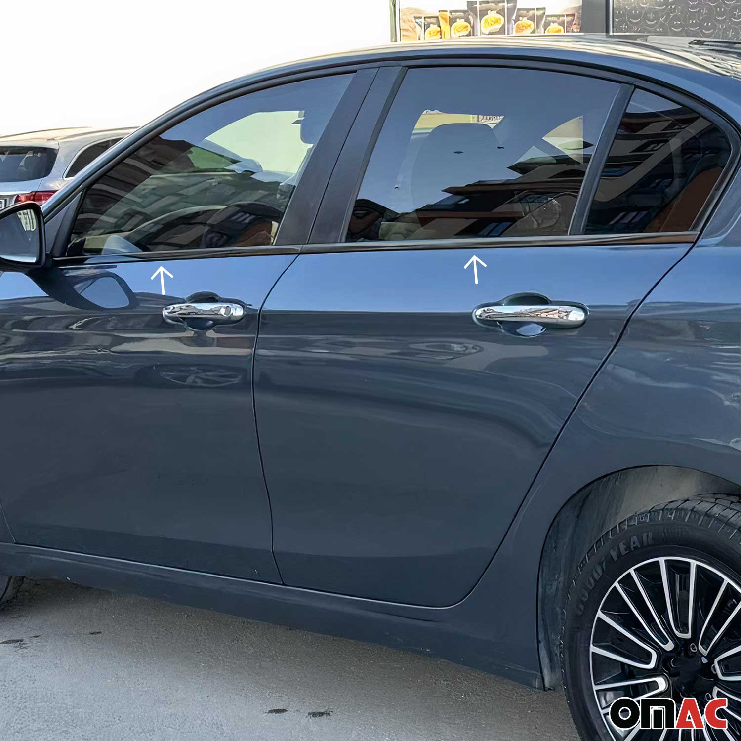 Fensterleisten Zierleisten für Fiat Tipo 2015-2026 Edelstahl Dunkel 4tlg