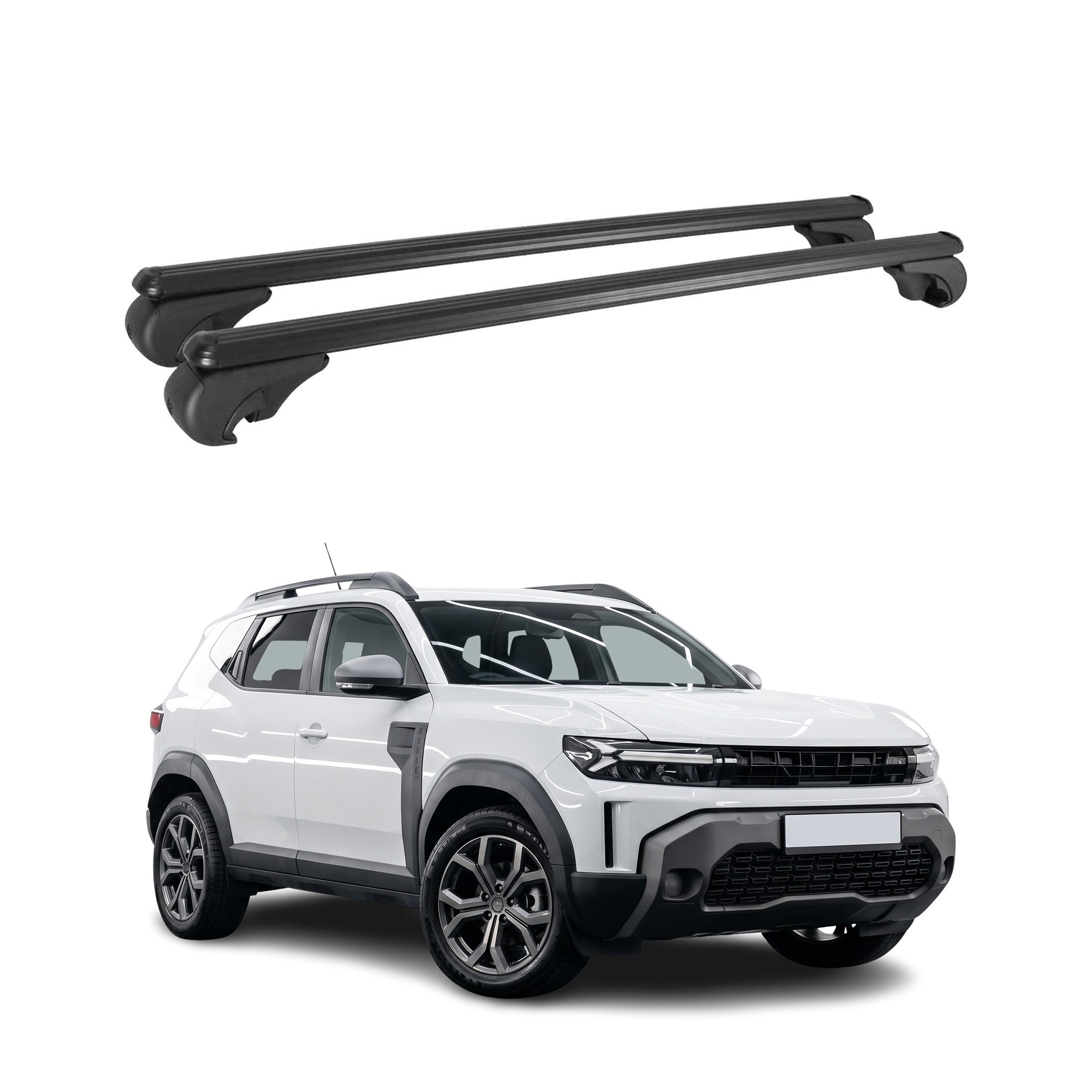 Dachträger Grundtäger für Dacia Duster mk3 2024-2026 75kg Aluminium Schwarz 2tlg