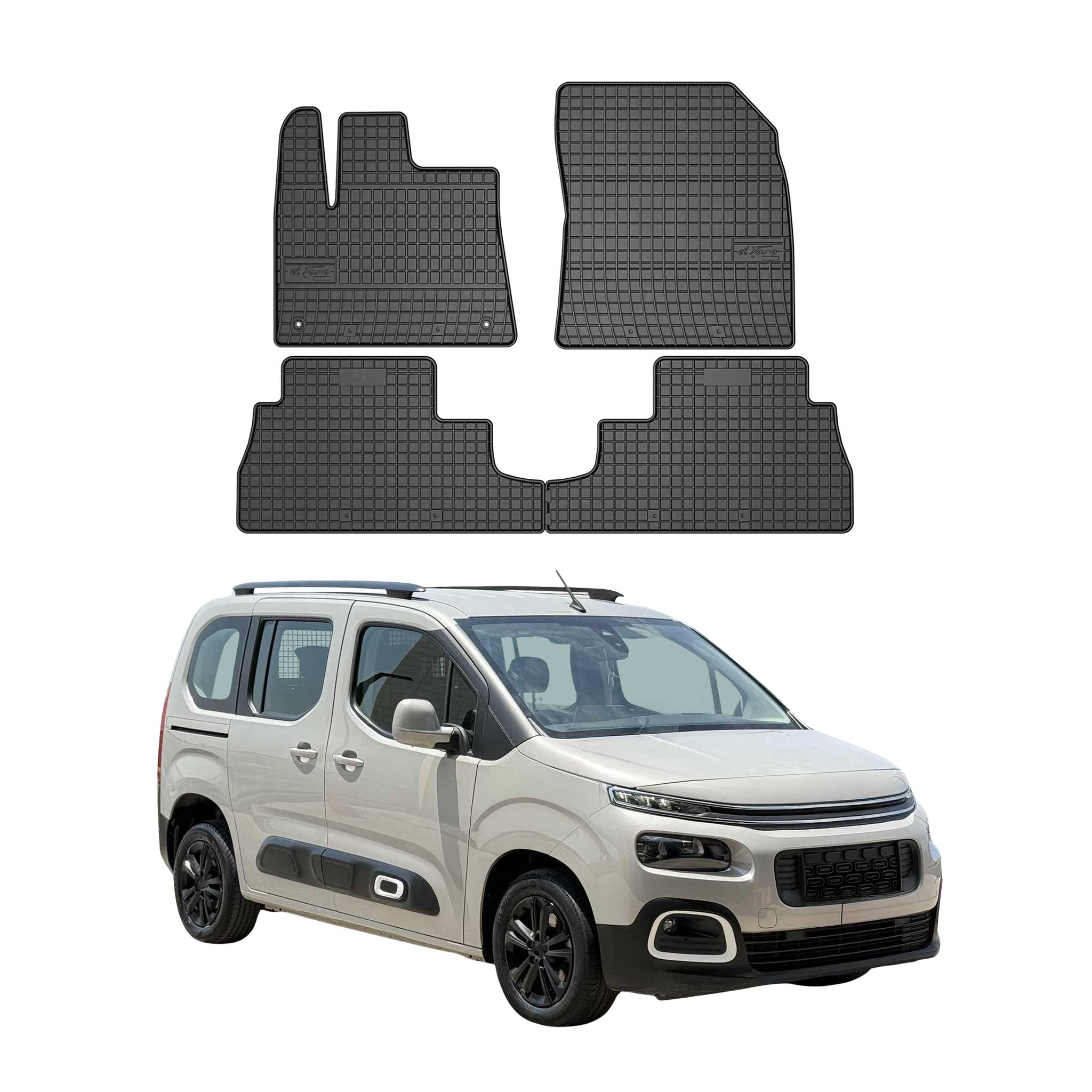 OMAC Gummi Fußmatten für Citroen Berlingo Multispace 2018-2026 Matten Schwarz 4x