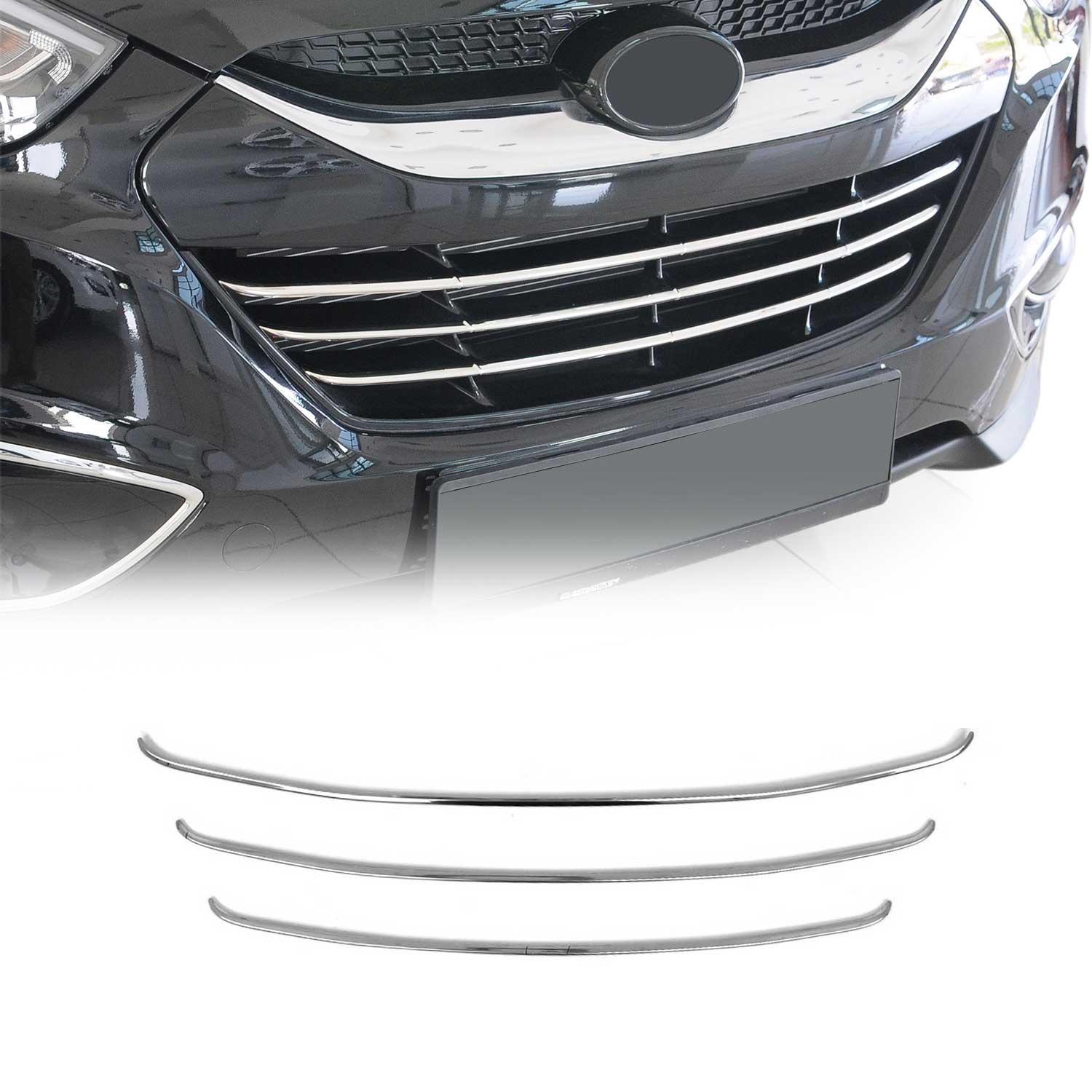 Kühlergrill Leisten Grillleisten für Hyundai ix35 2010-2015 Edelstahl Chrom 3x