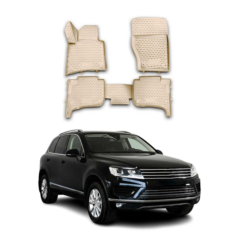 OMAC Gummimatten Fußmatten für VW Touareg 2010-2018 TPE Automatten Beige 4x