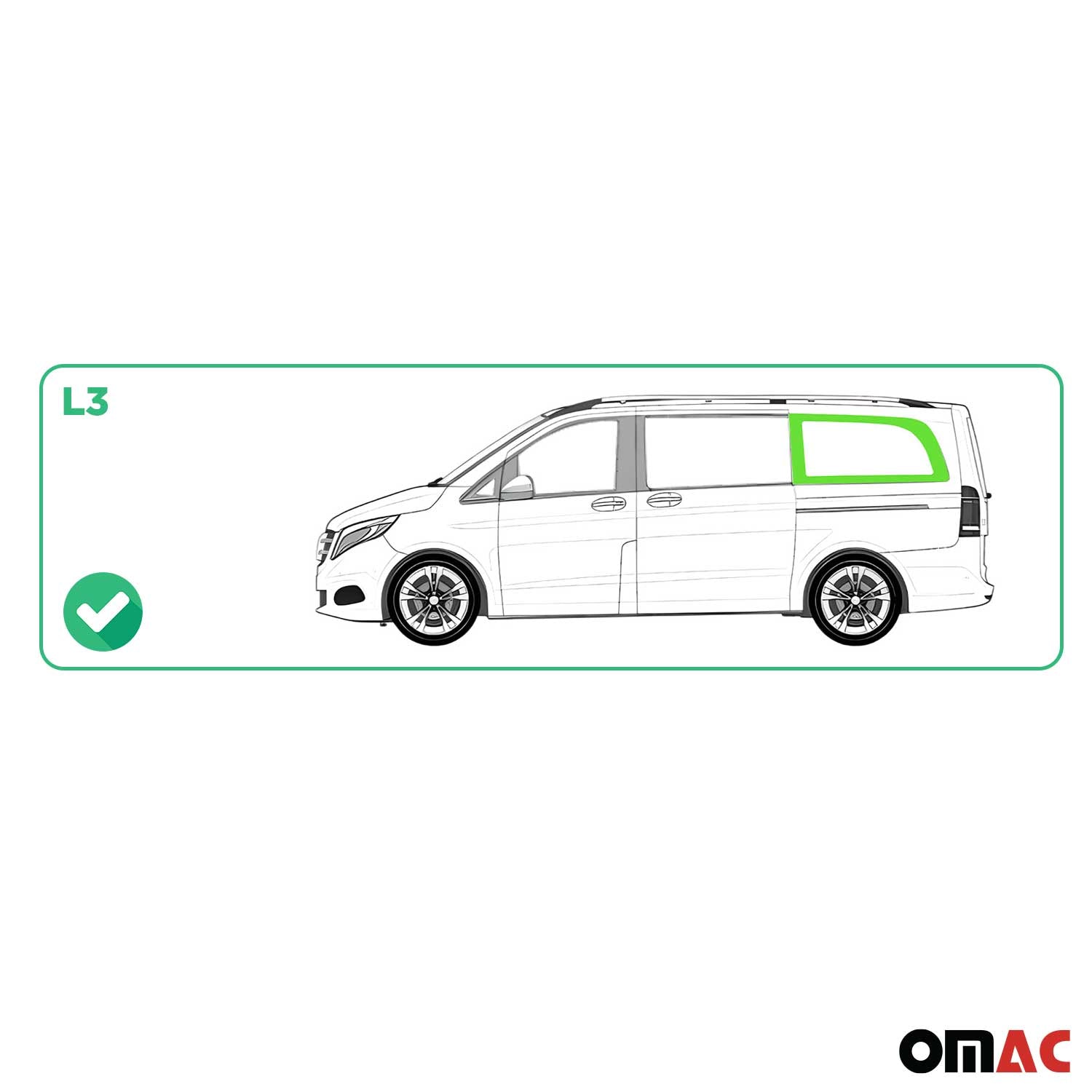 Seitenfenster Sicherheitsglas für Mercedes Vito W447 2014-2025 Fenster Links L3