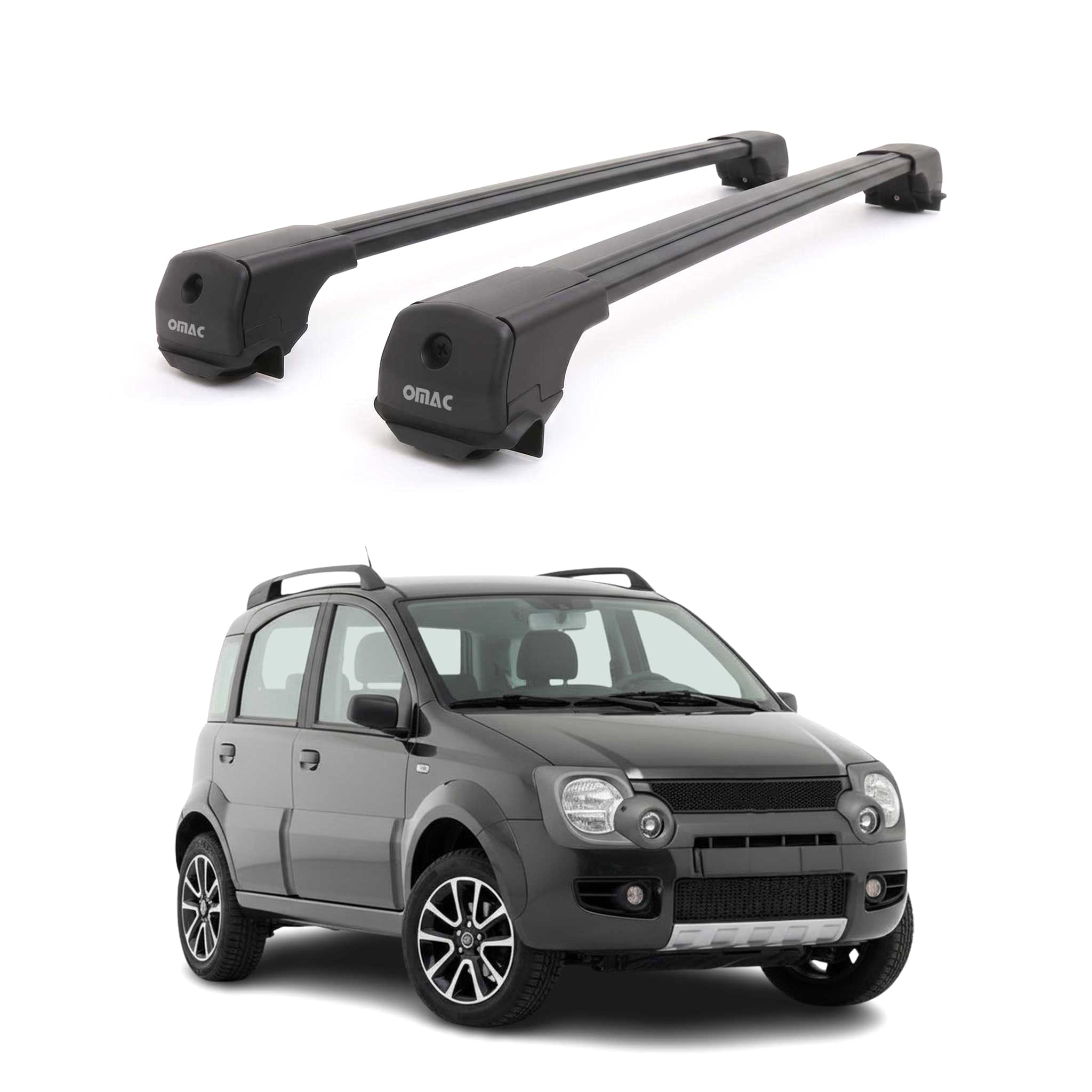 Dachträger Grundträger für Fiat Panda Cross 2012-2026 Aluminium 75kg Schwarz 2x