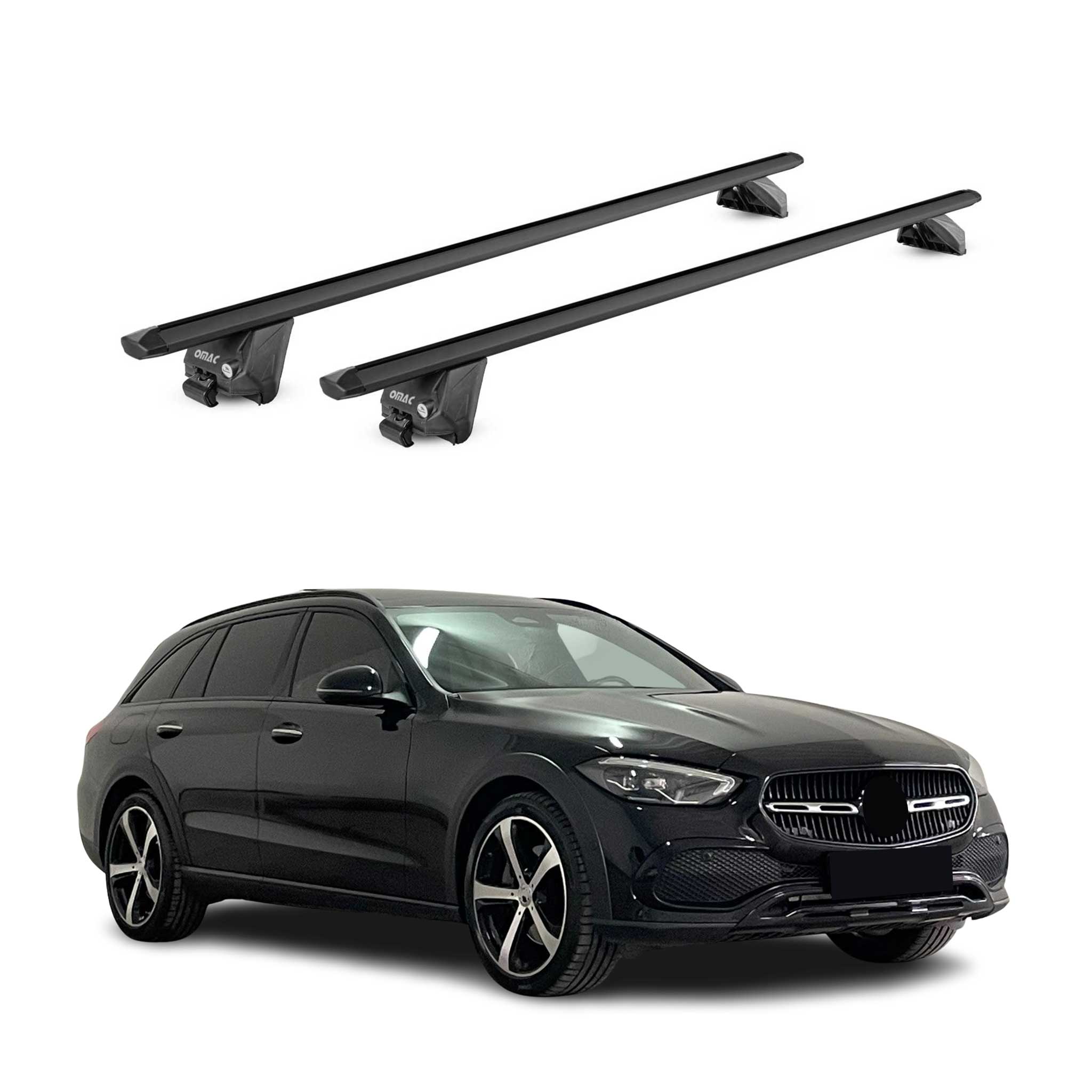 Dachträger für Mercedes C Klasse S206 2021-26 100kg Aluminium Schwarz 2 tlg ABE