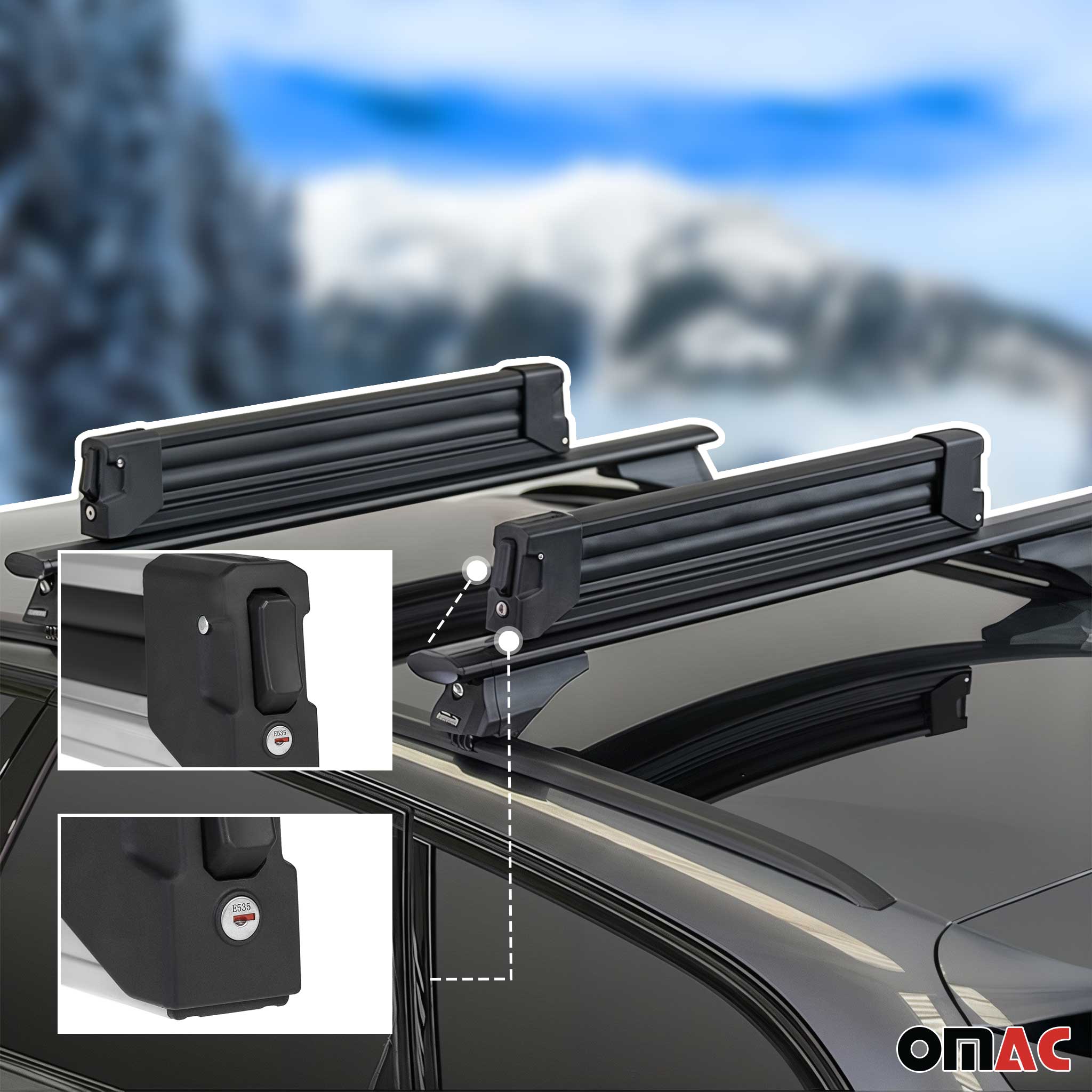 Menabo Skiträger Snowboard Träger Dachträger Abschließbar Schwarz
