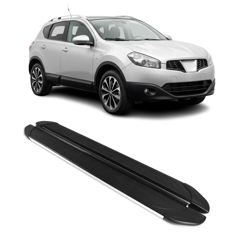 Trittbretter Seitenschweller für Nissan Qashqai +2 NJ10 2008-14 Alu Schwarz Grau
