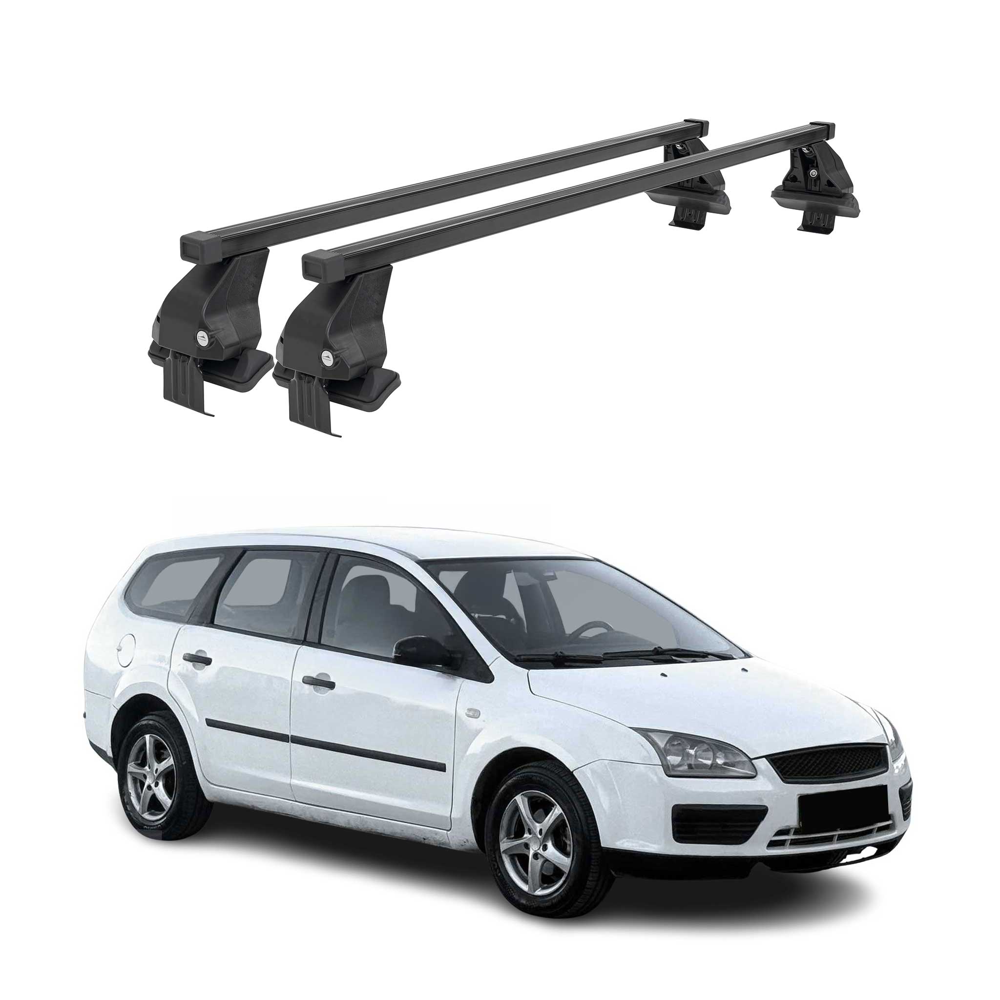 Menabo Dachträger Grundtäger für Ford Focus Kombi 2004-2011 50kg Stahl Schwarz