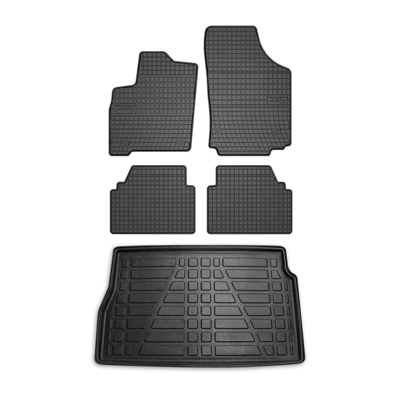 Fußmatten & Kofferraumwanne Set für Opel Meriva 2003-2010 Gummi TPE Schwarz 5x