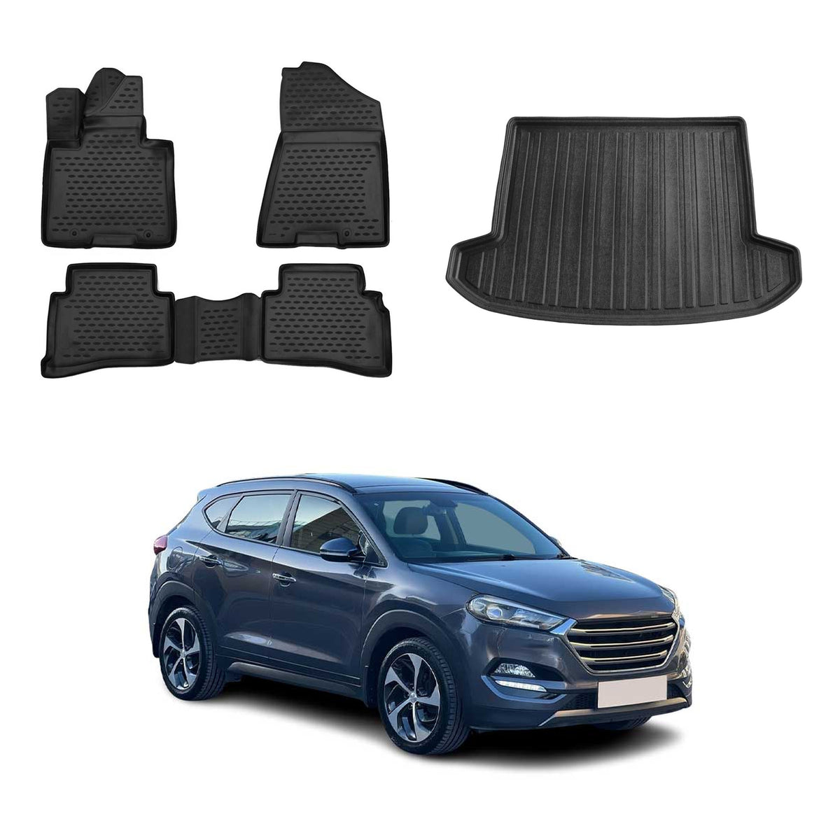 OMAC Fußmatten & Kofferraumwanne Set für Hyundai Tucson III 2016-2021 obere