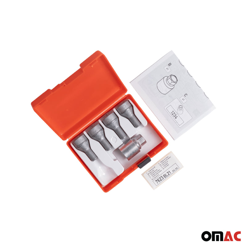 Radschloss Satz für Citroen Saxo/ Xsara/ Berlingo/ XM 2001-2002 Silber M12X1.25