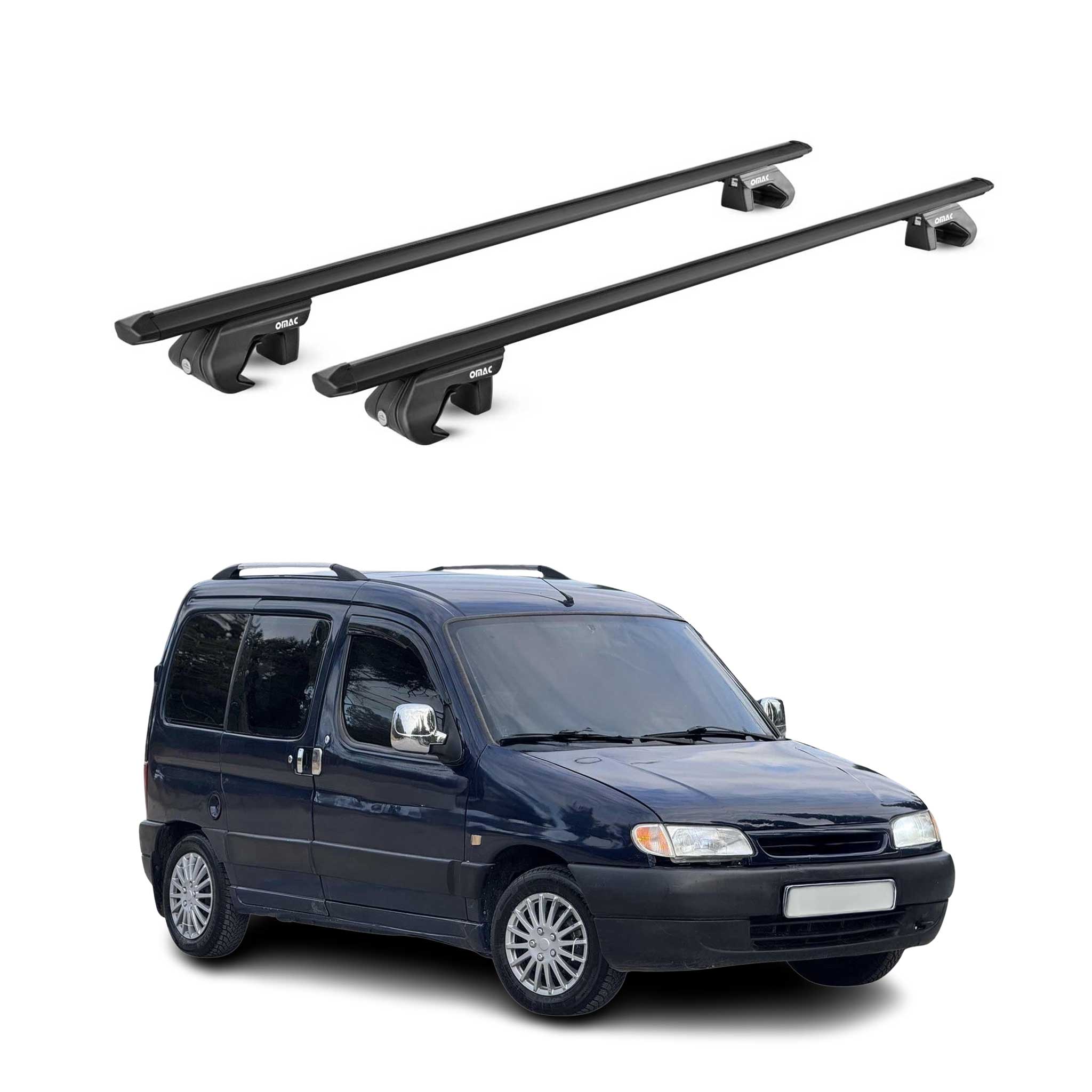 Dachträger Grundtäger für Citroen Berlingo 1996-2008 90kg Alu Schwarz 2 tlg ABE