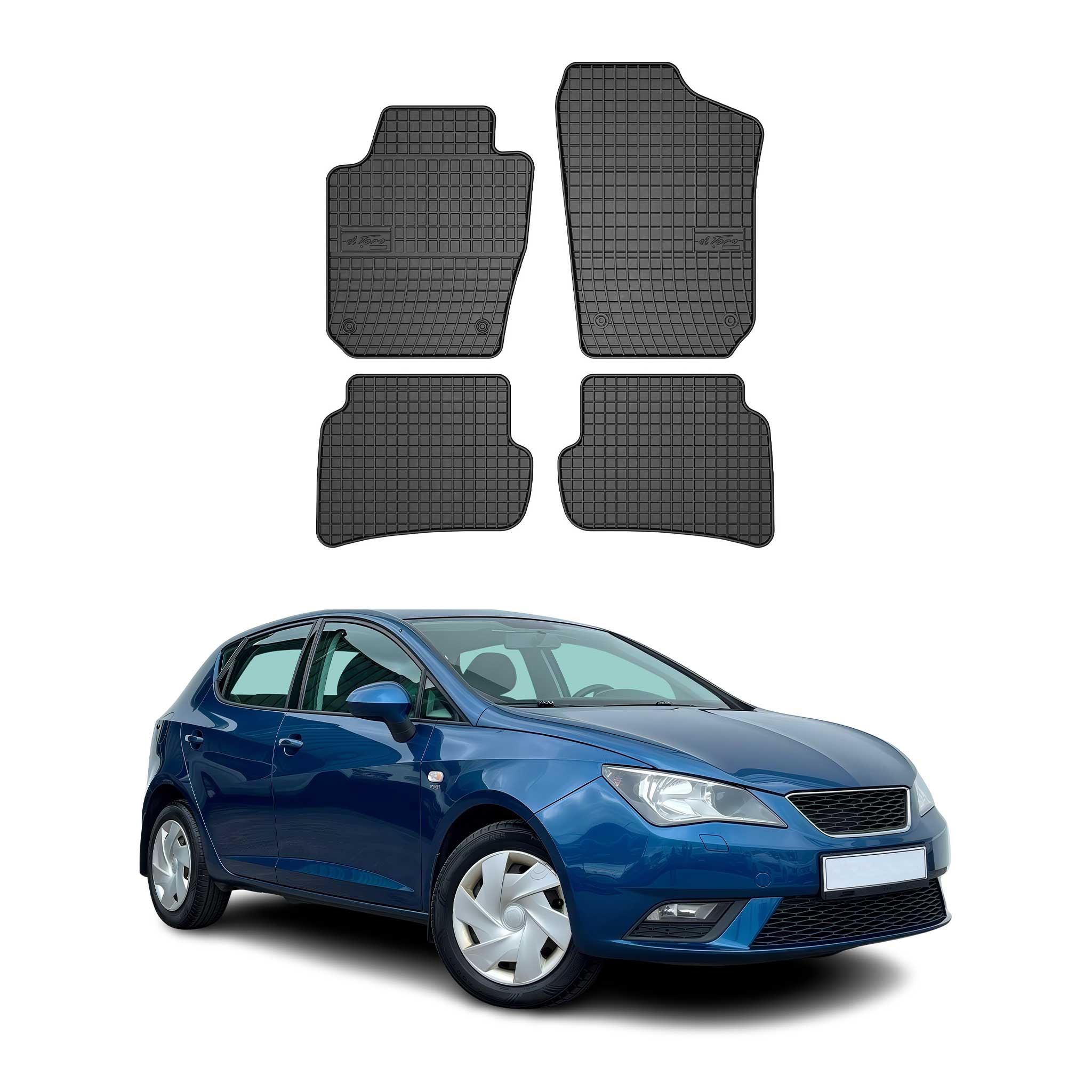 OMAC Gummi Fußmatten für Seat Ibiza IV 2008-17 Automatten Gummi TPE Schwarz 4tlg