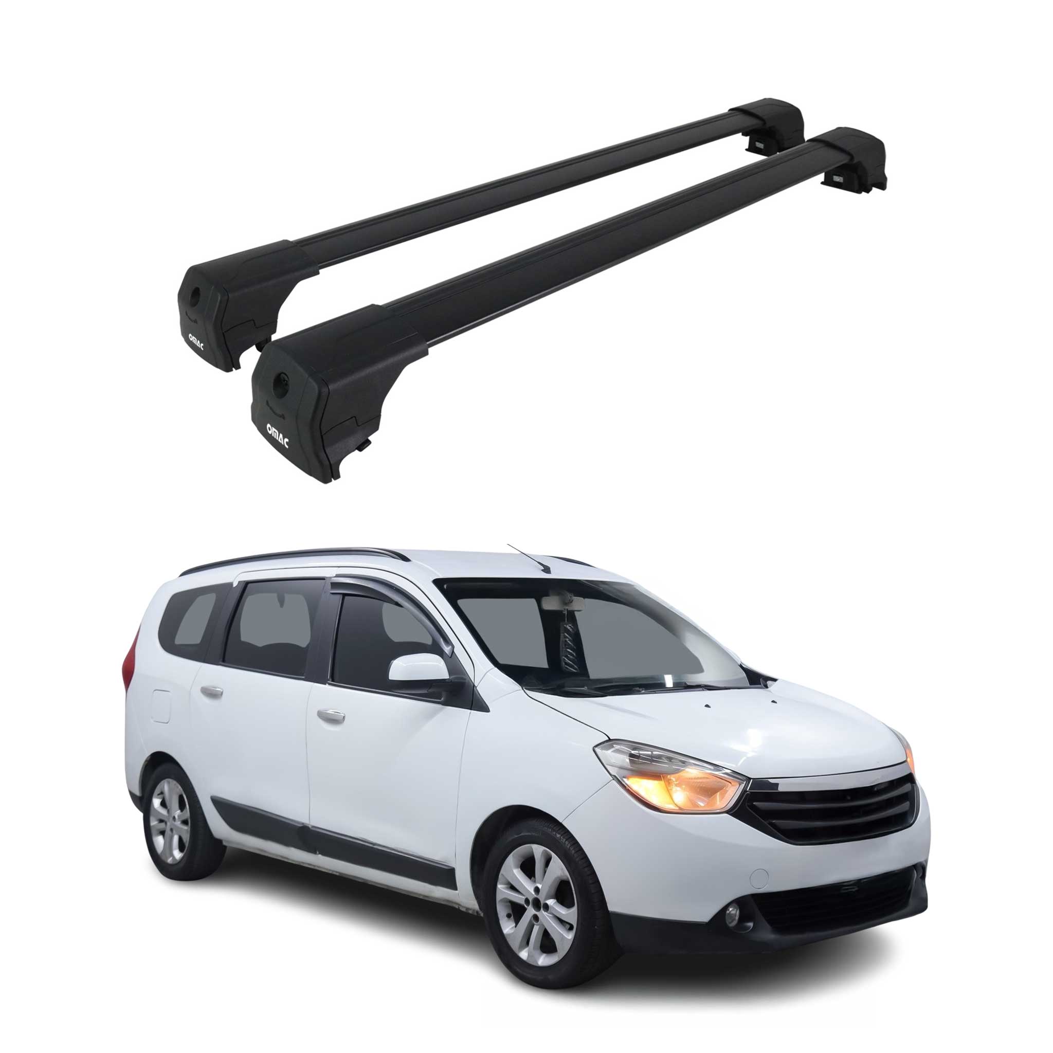 Dachträger Grundtäger für Dacia Lodgy MPV 2012-2024 75kg Aluminium Schwarz 2 tlg