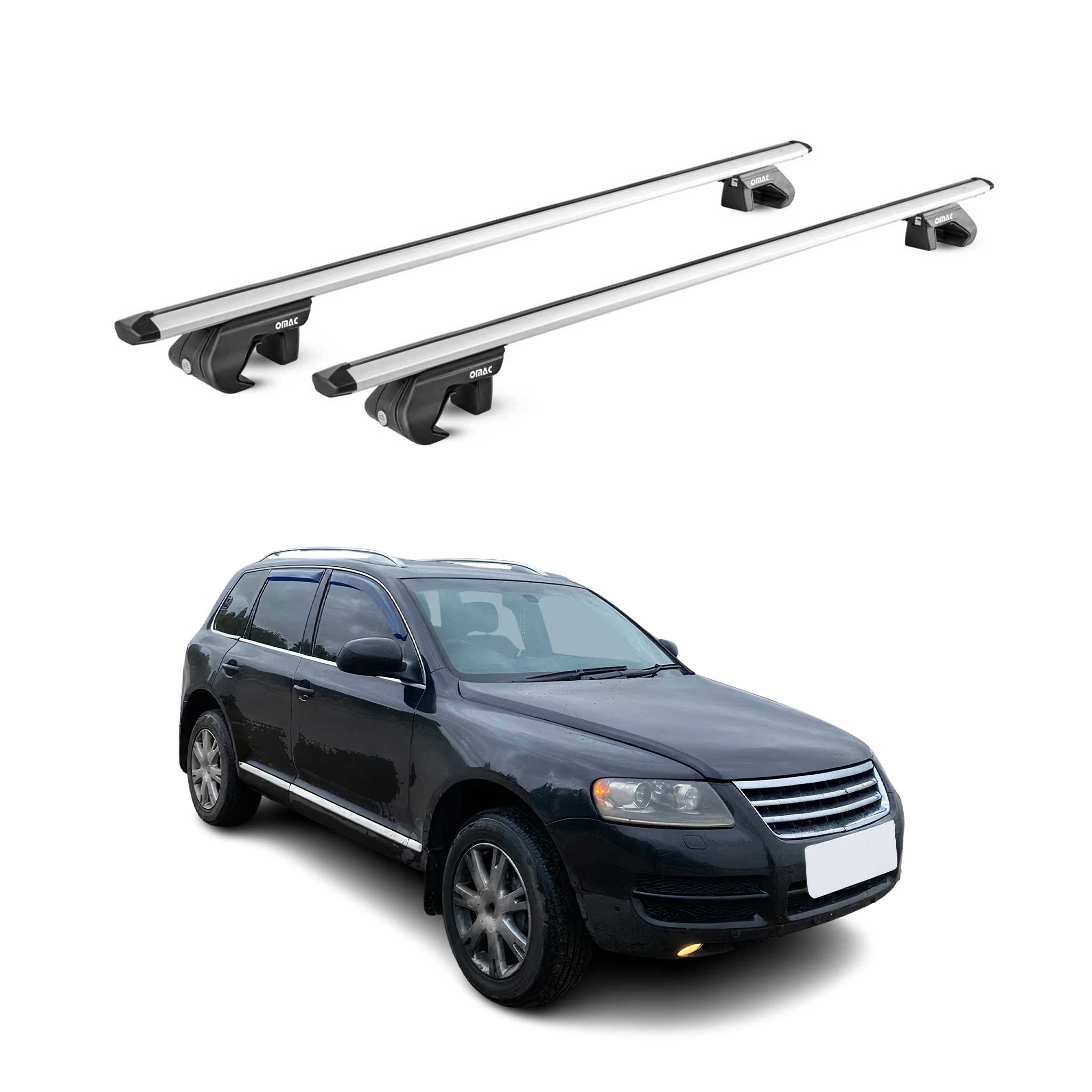 Dachträger Grundtäger für VW Touareg mk2 2010-2018 5 tür 90kg Alu Silber 2x ABE