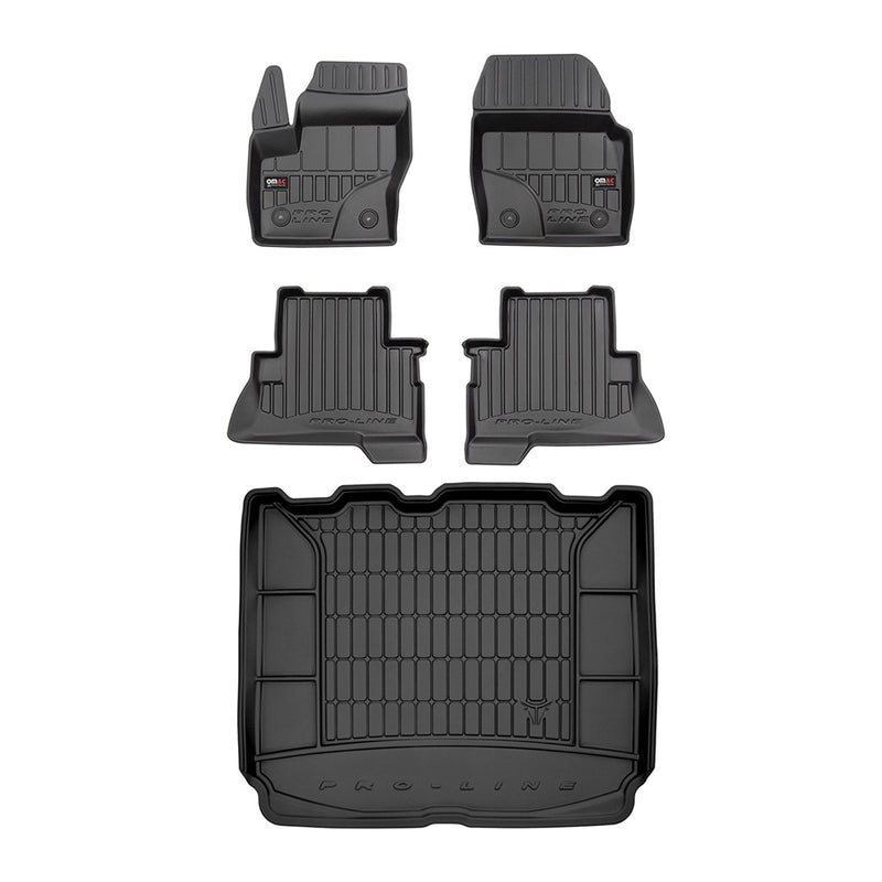 OMAC Fußmatten & Kofferraumwanne Set für Ford Kuga 2013-2019 Schwarz Gummi 5x