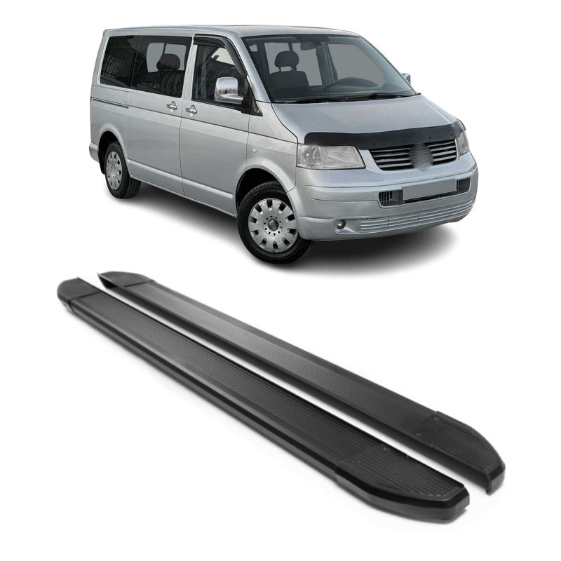 Alu Trittbretter für VW T5 T6 Multivan Caravelle V VI Schweller Schwarz Kurzer