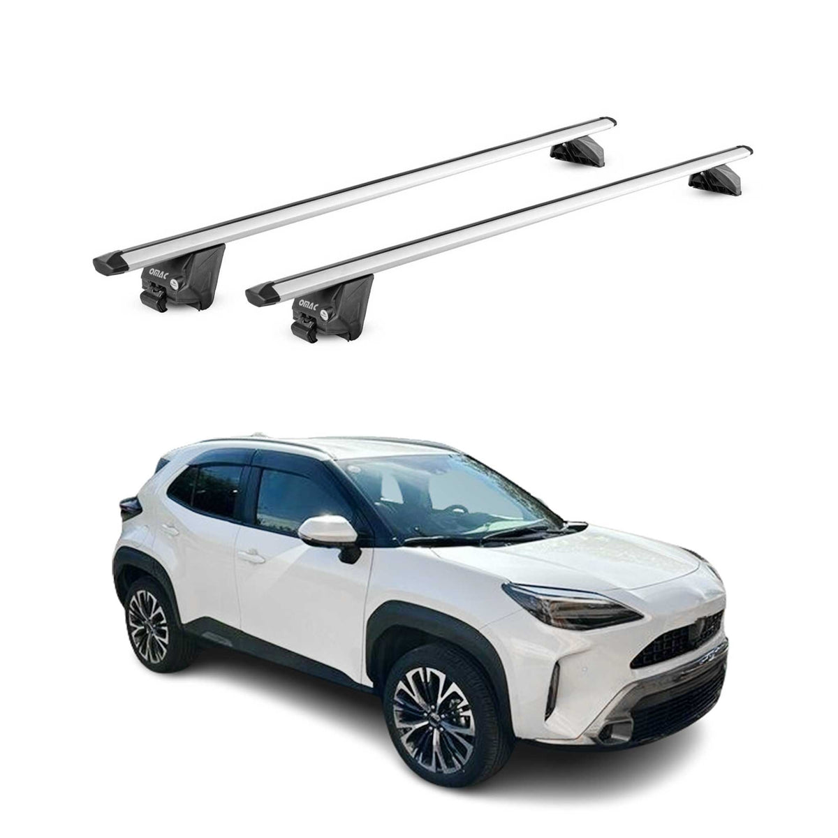 Dachträger Grundtäger für Toyota Yaris Cross 2021-2026 100kg Alu Silber 2tlg ABE